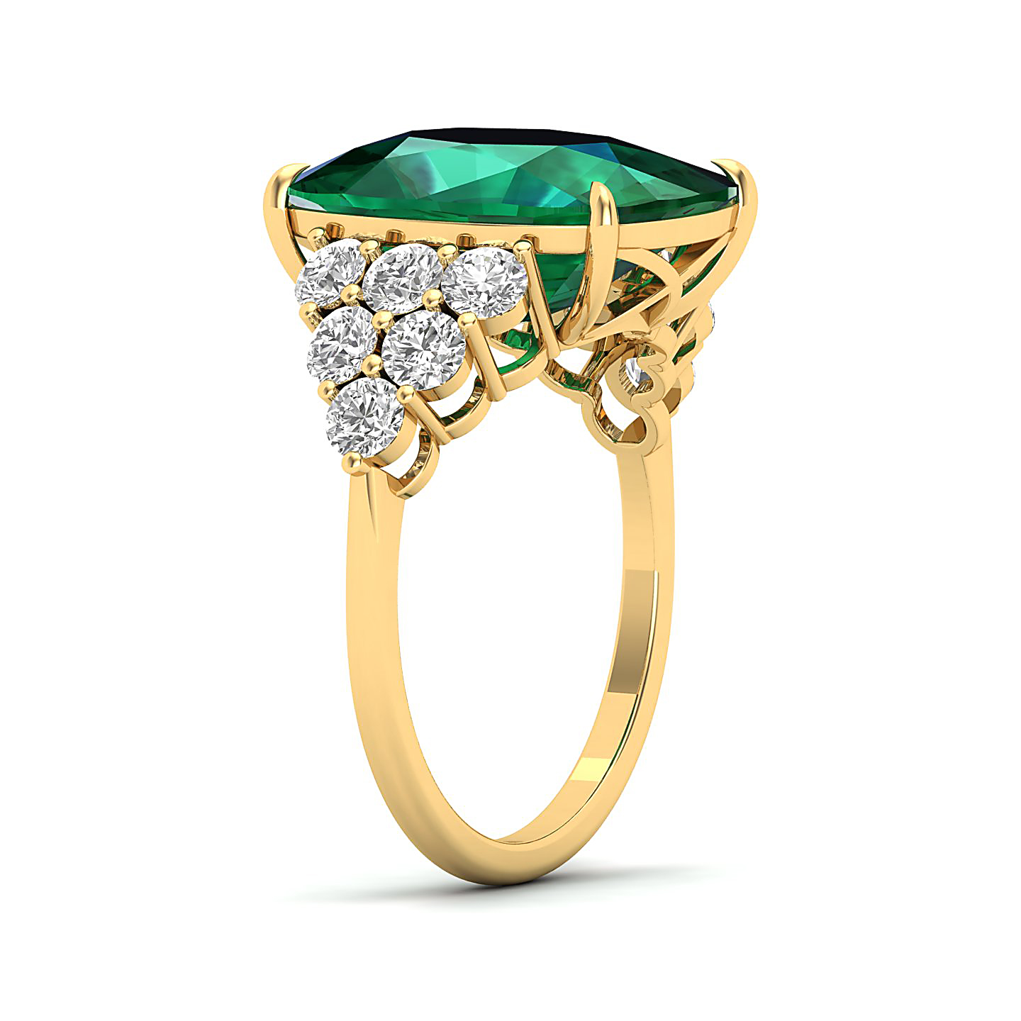 The Glittery Cluster Emerald Ring