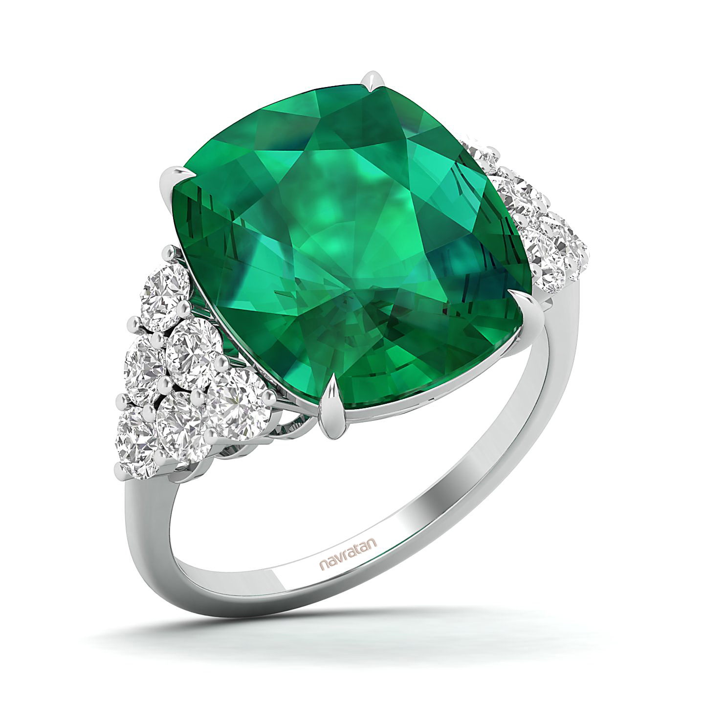 The Glittery Cluster Emerald Ring