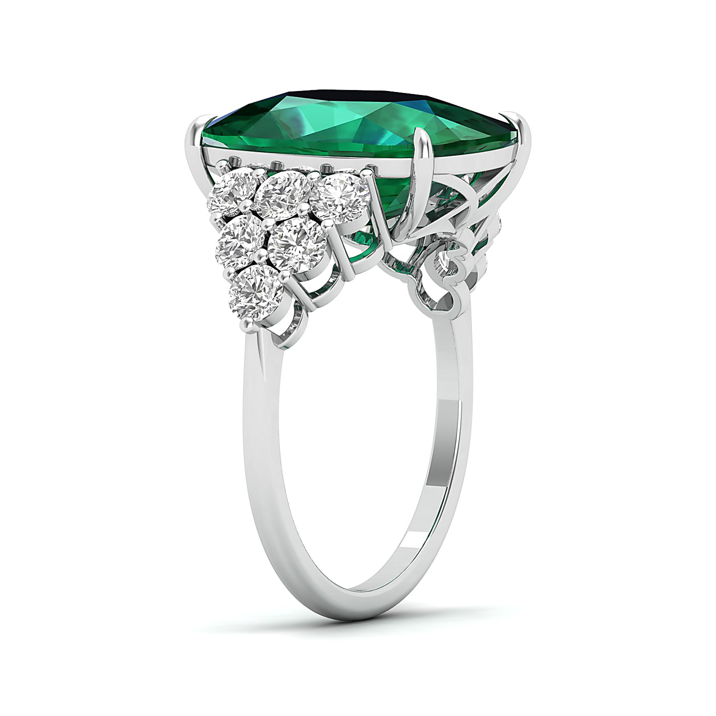 The Glittery Cluster Emerald Ring