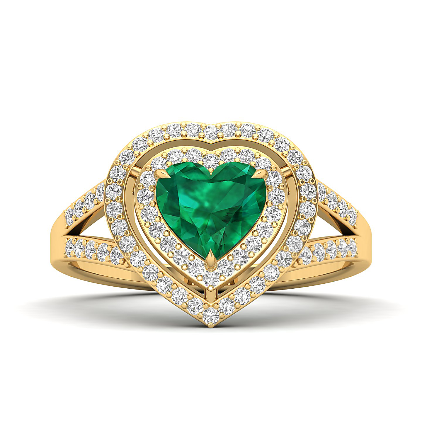 The Heartbeat Split Shank Emerald Ring