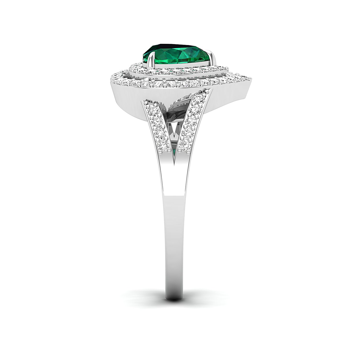 The Heartbeat Split Shank Emerald Ring