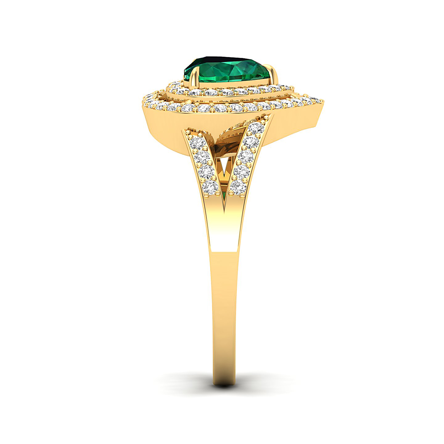 The Heartbeat Split Shank Emerald Ring