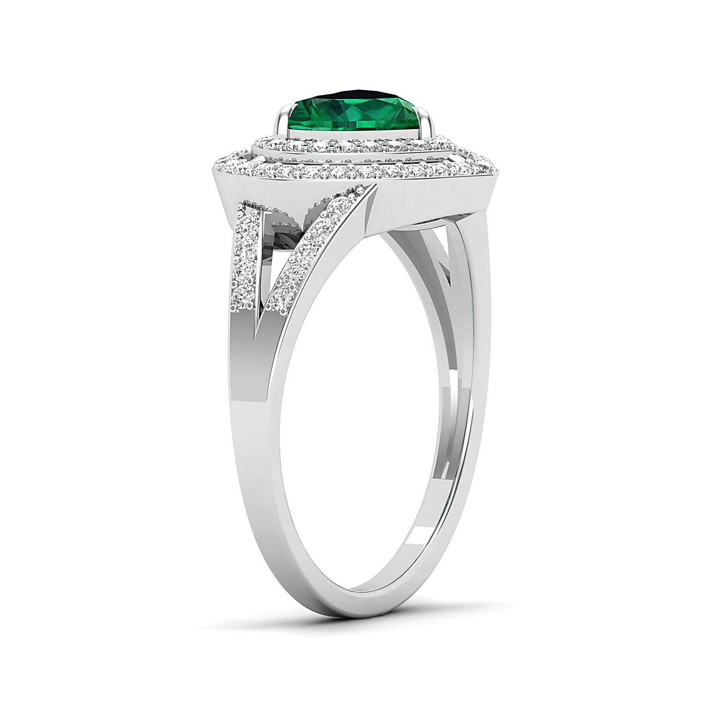 The Heartbeat Split Shank Emerald Ring