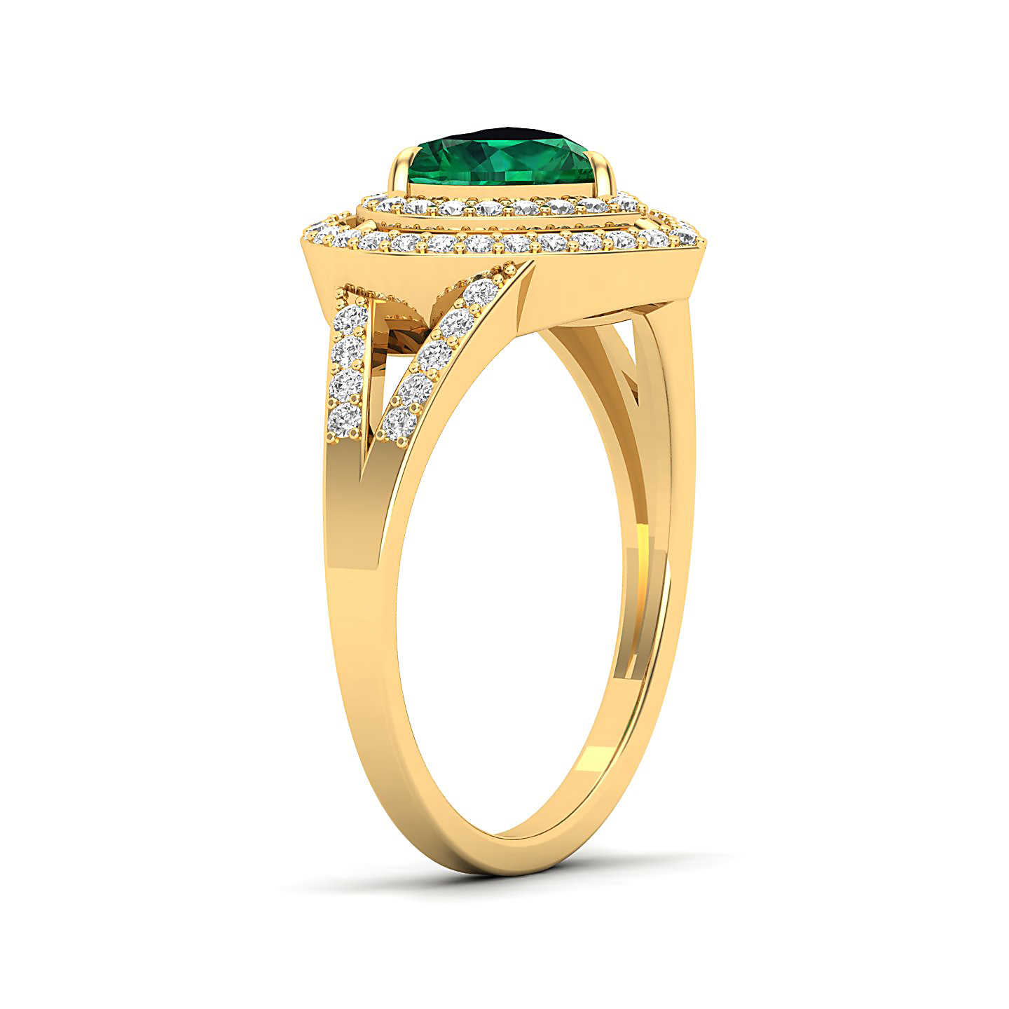The Heartbeat Split Shank Emerald Ring