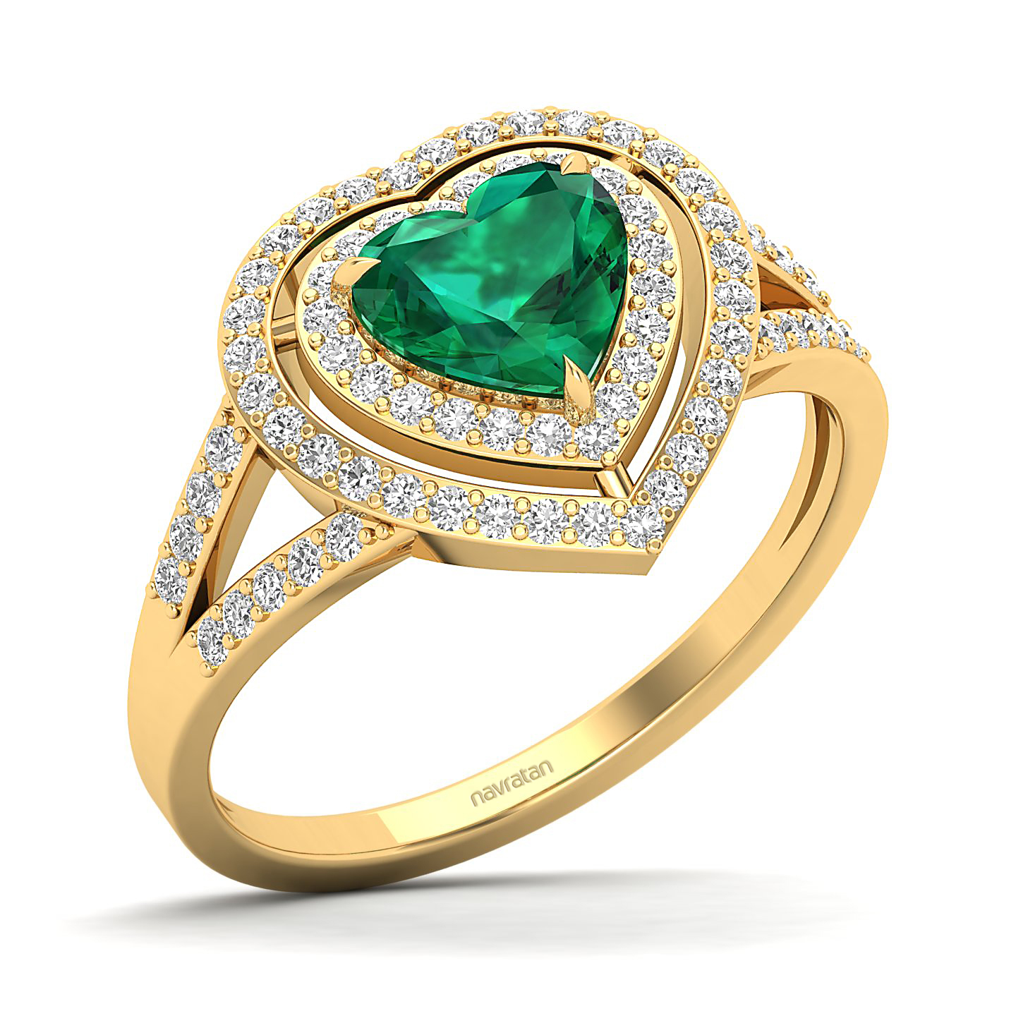 The Heartbeat Split Shank Emerald Ring