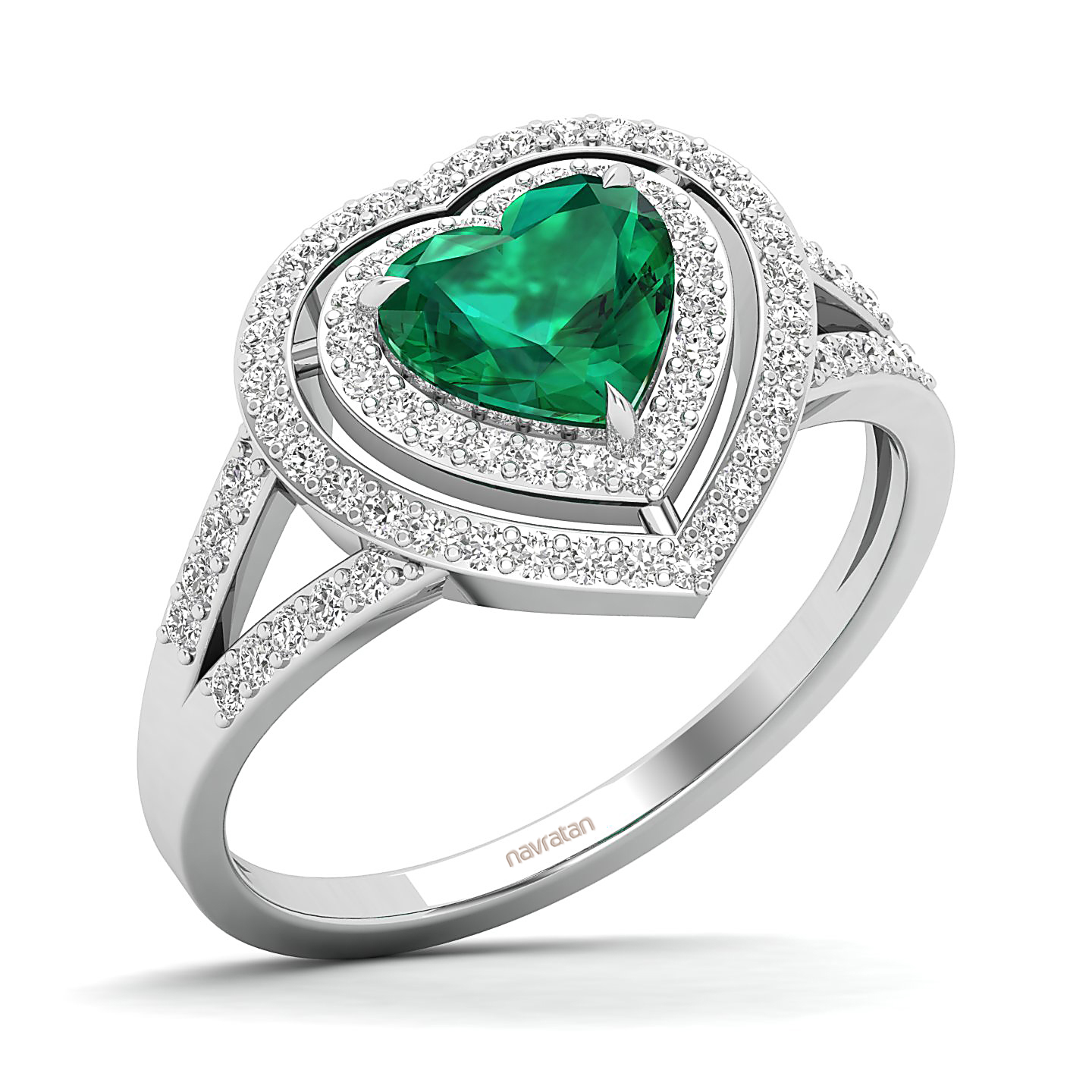 The Heartbeat Split Shank Emerald Ring