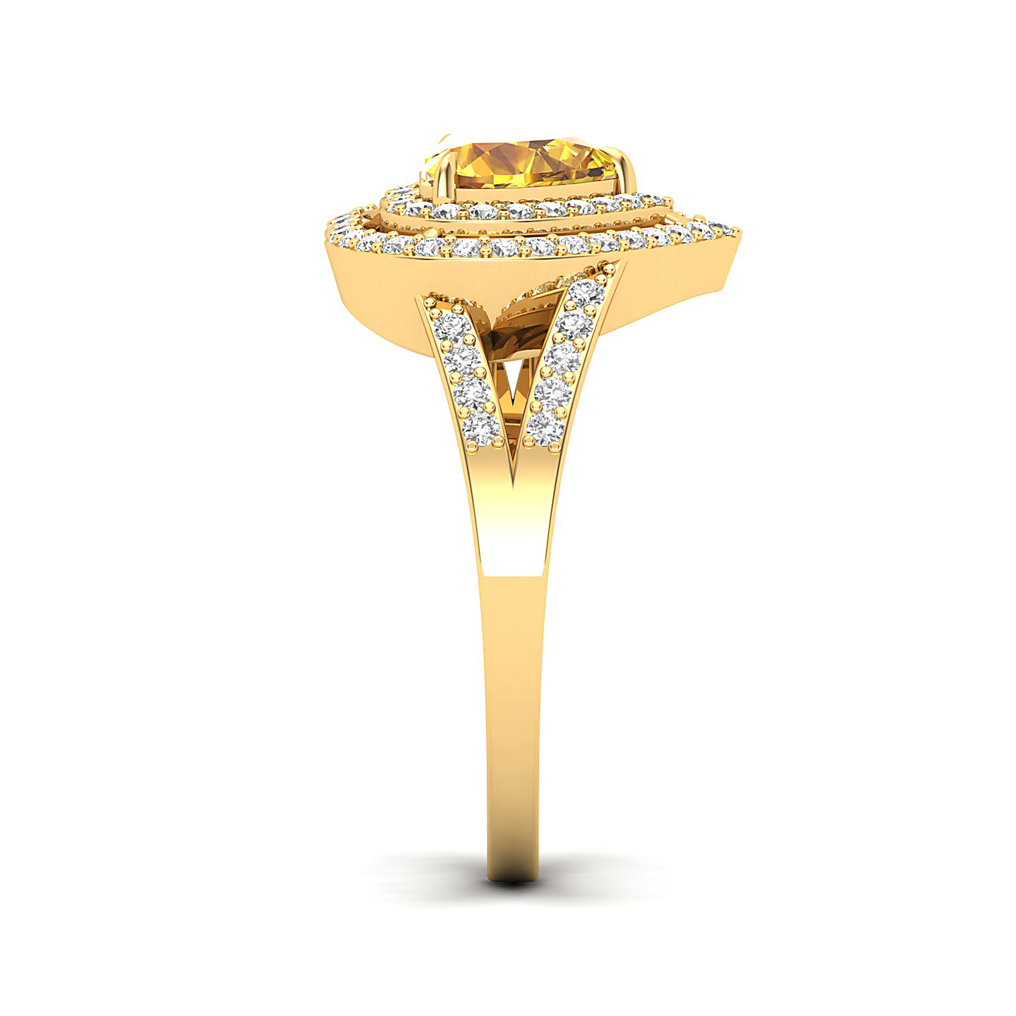The Heartbeat Split Shank Yellow Sapphire Ring