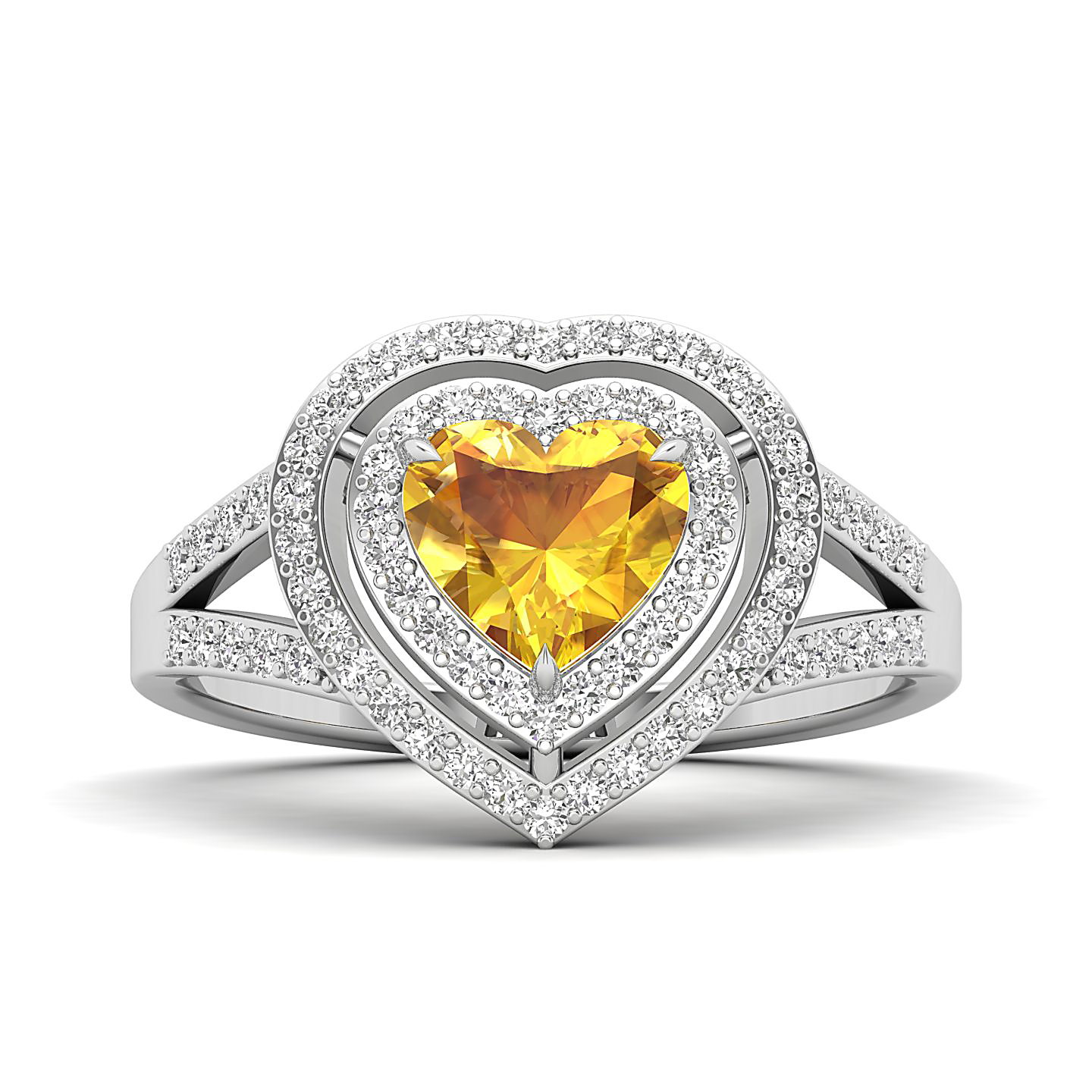 The Heartbeat Split Shank Yellow Sapphire Ring