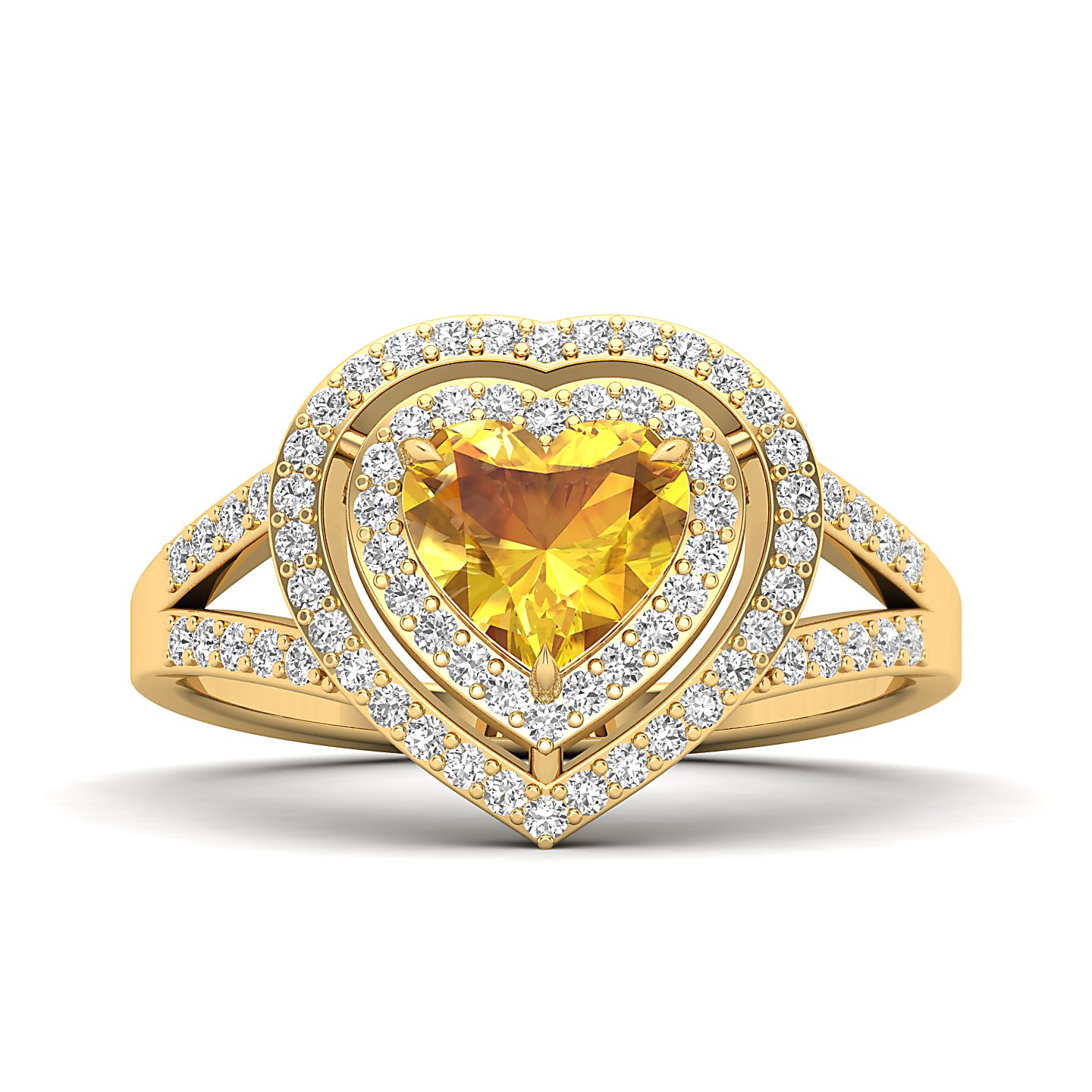 The Heartbeat Split Shank Yellow Sapphire Ring