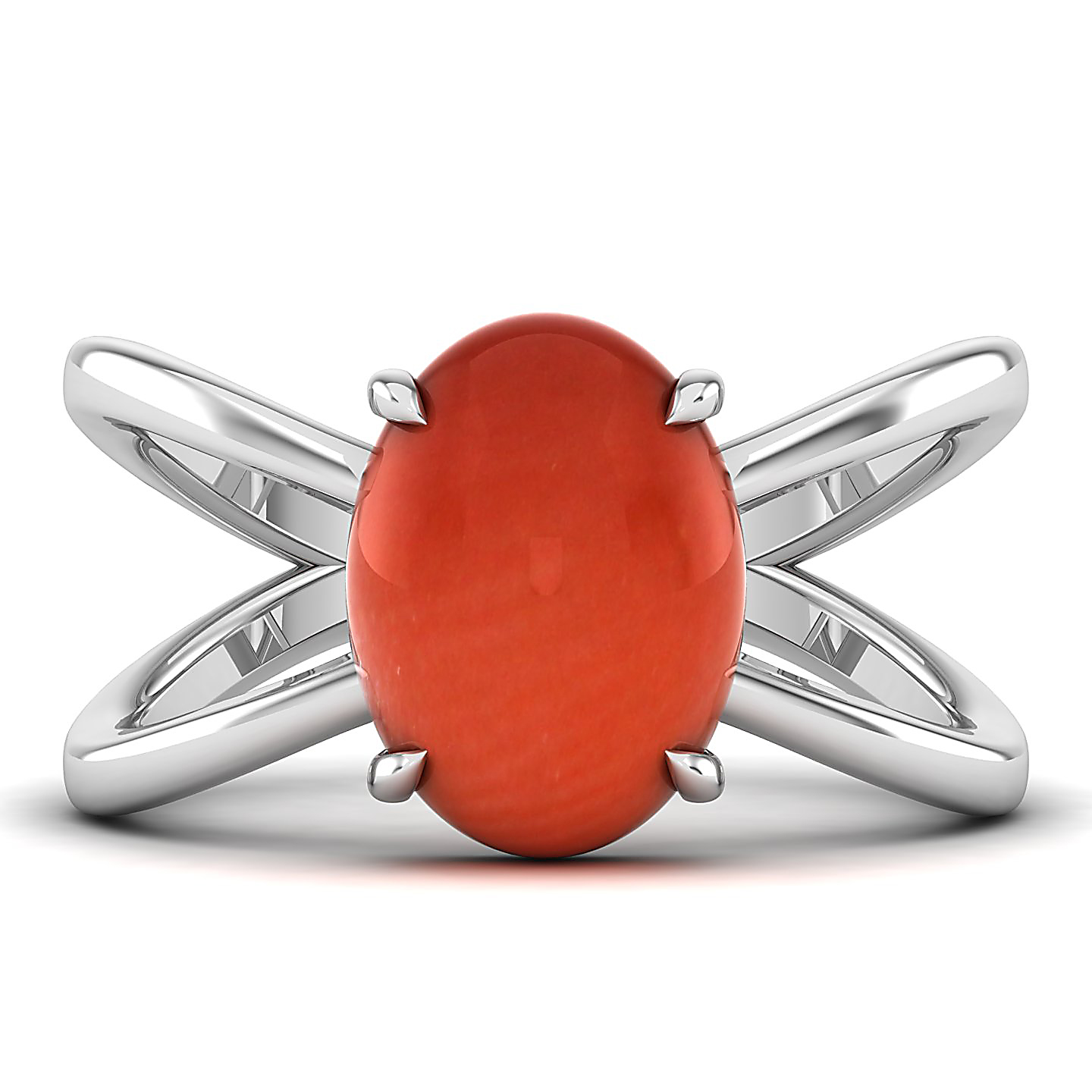 The Ornamental Asscher Red Coral Ring