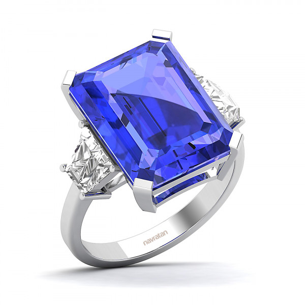 Trilogy Tanzanite, Green Sapphire and Diamond Ring