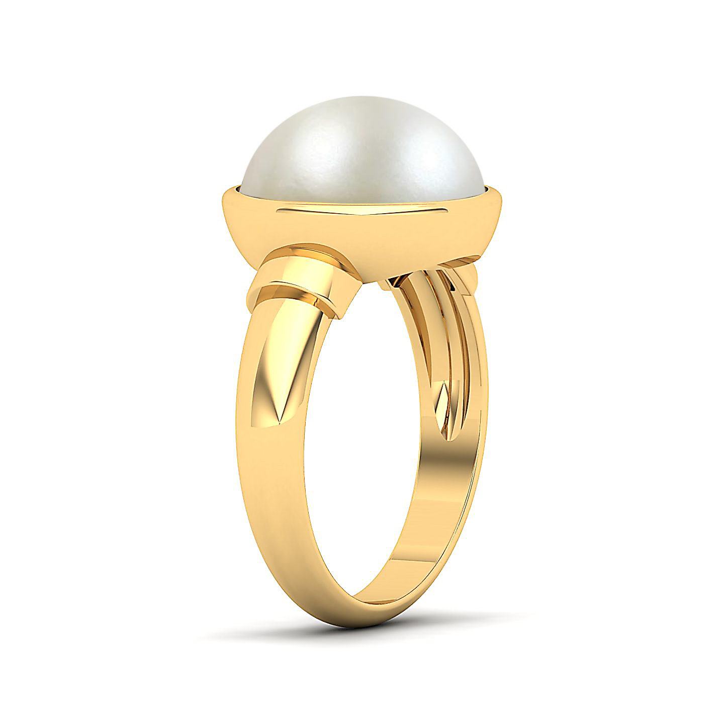 The sleek pearl gold ring