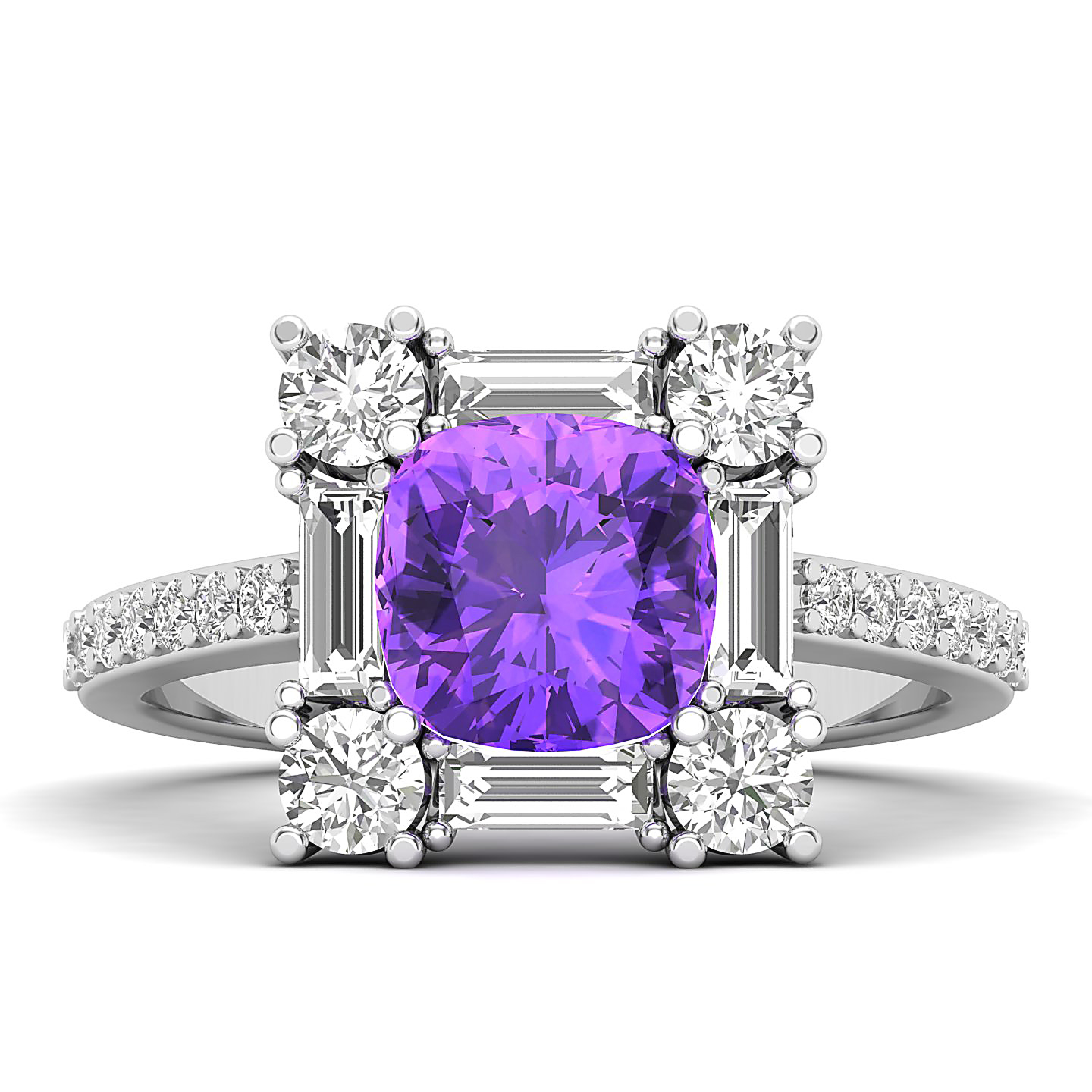 The Sparking Cushion Amethyst Ring