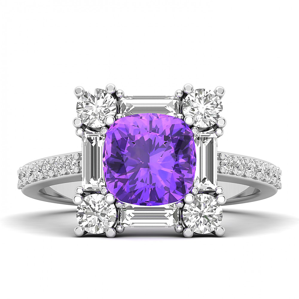 The Sparking Cushion Amethyst Ring