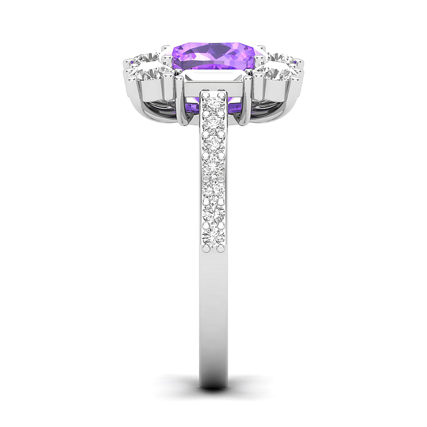 The Sparking Cushion Amethyst Ring