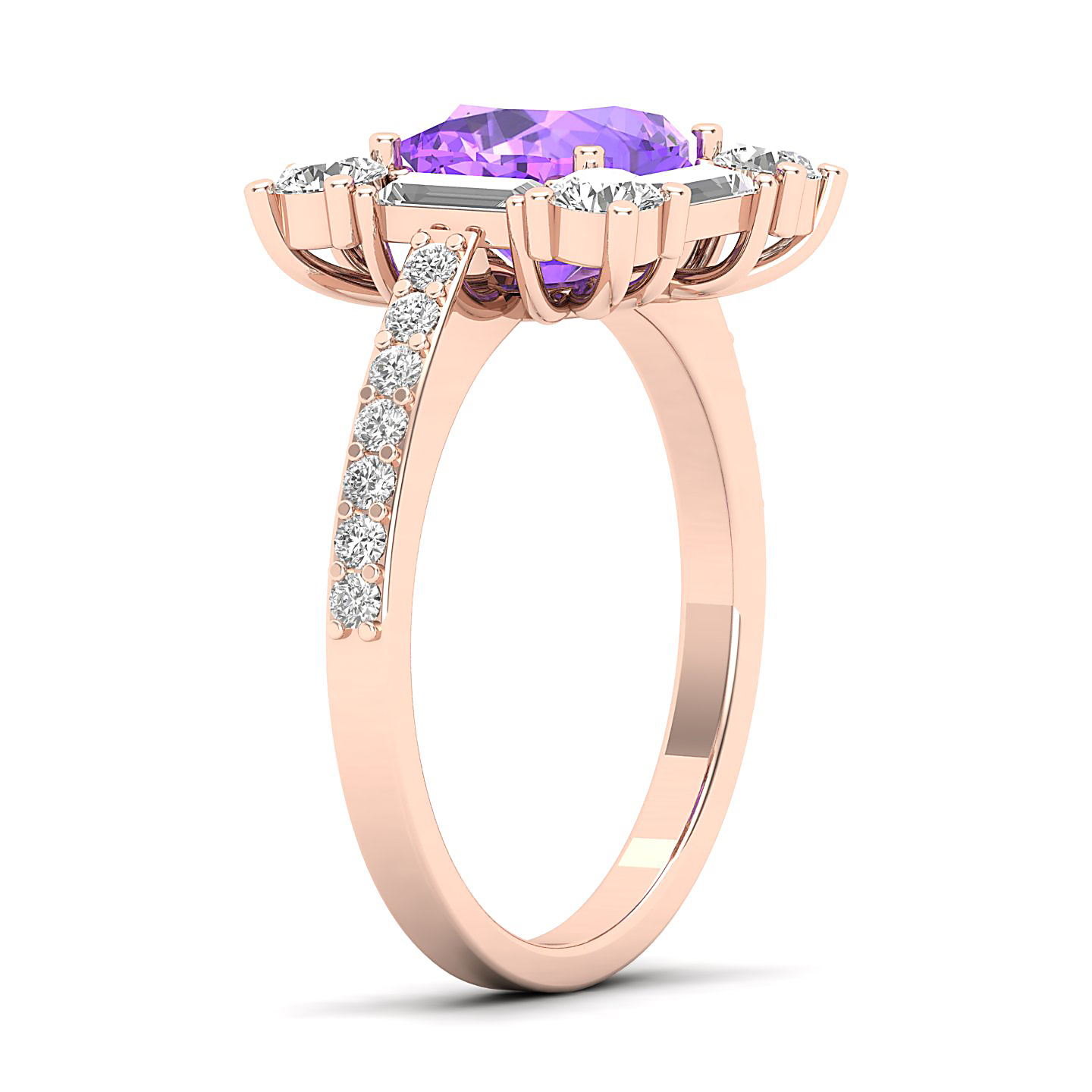The Sparking Cushion Amethyst Ring