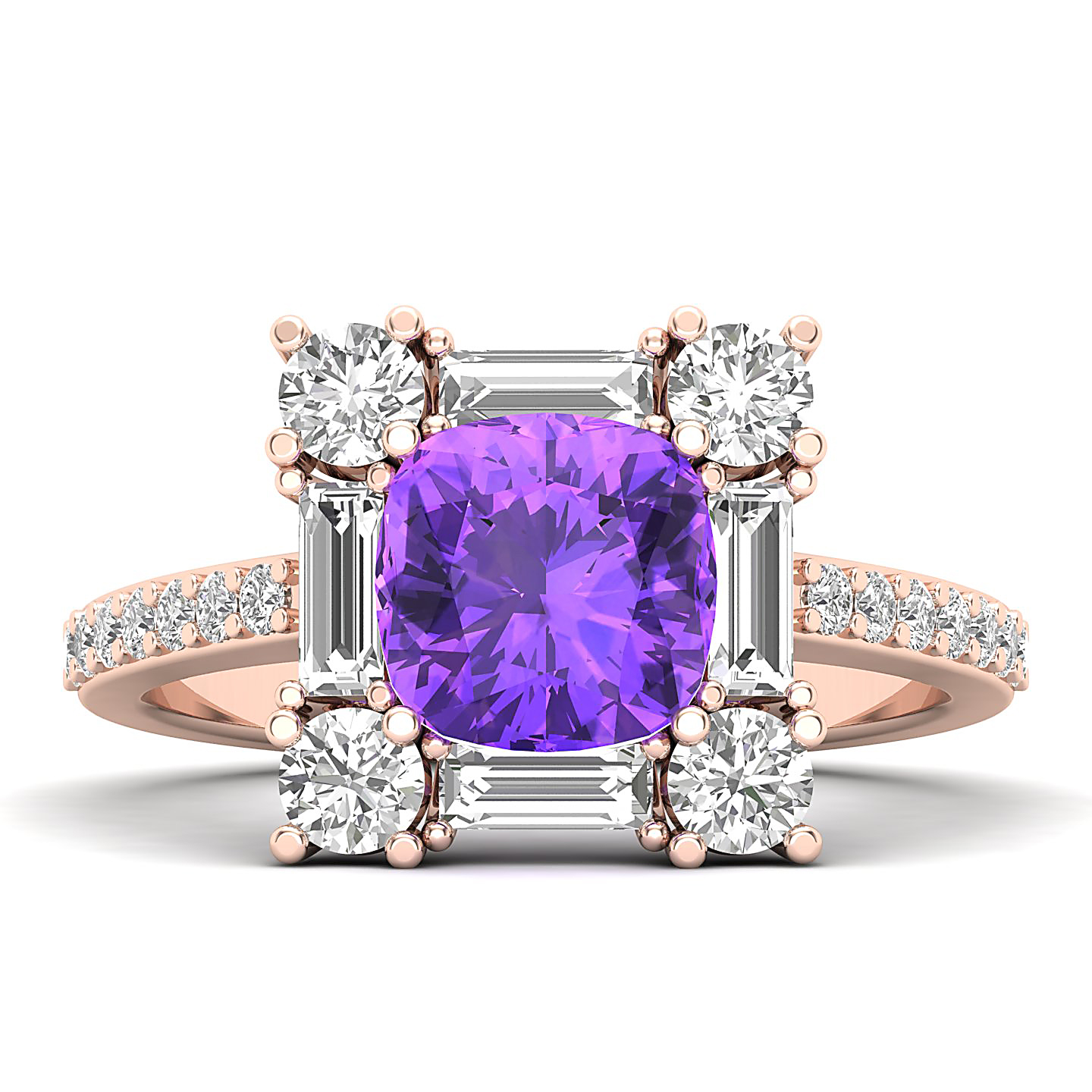 The Sparking Cushion Amethyst Ring