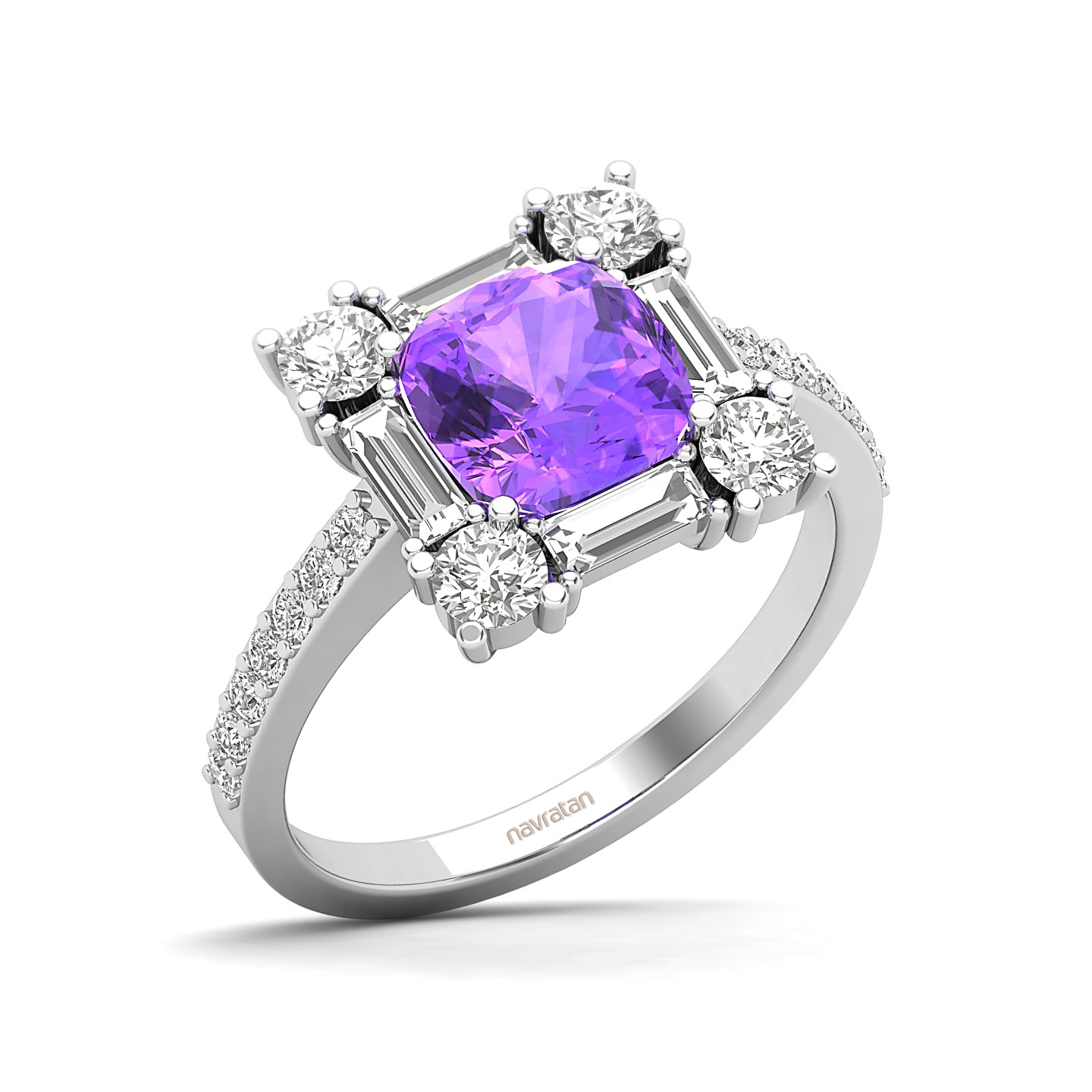 The Sparking Cushion Amethyst Ring
