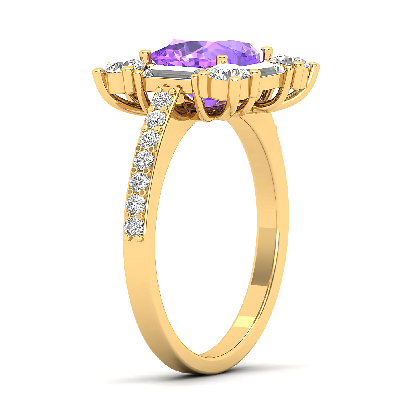 The Sparking Cushion Amethyst Ring