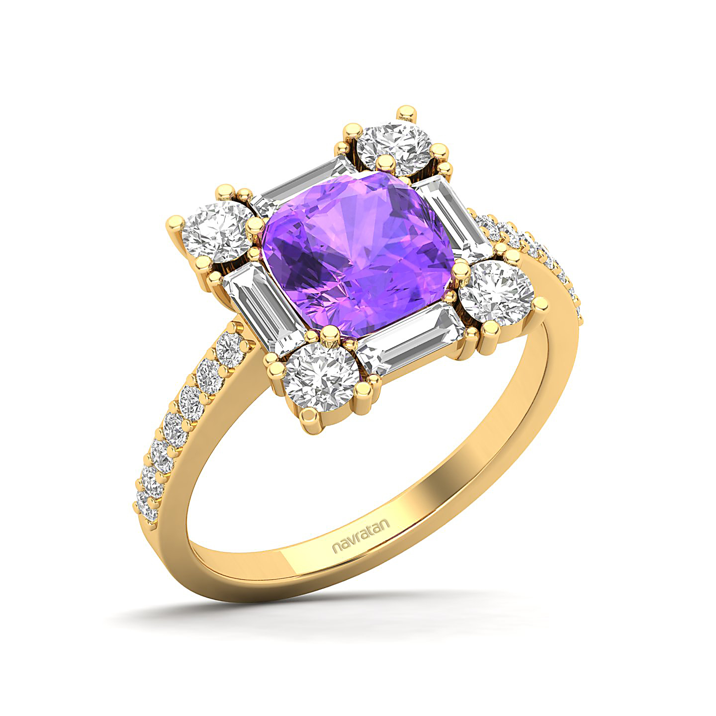 The Sparking Cushion Amethyst Ring