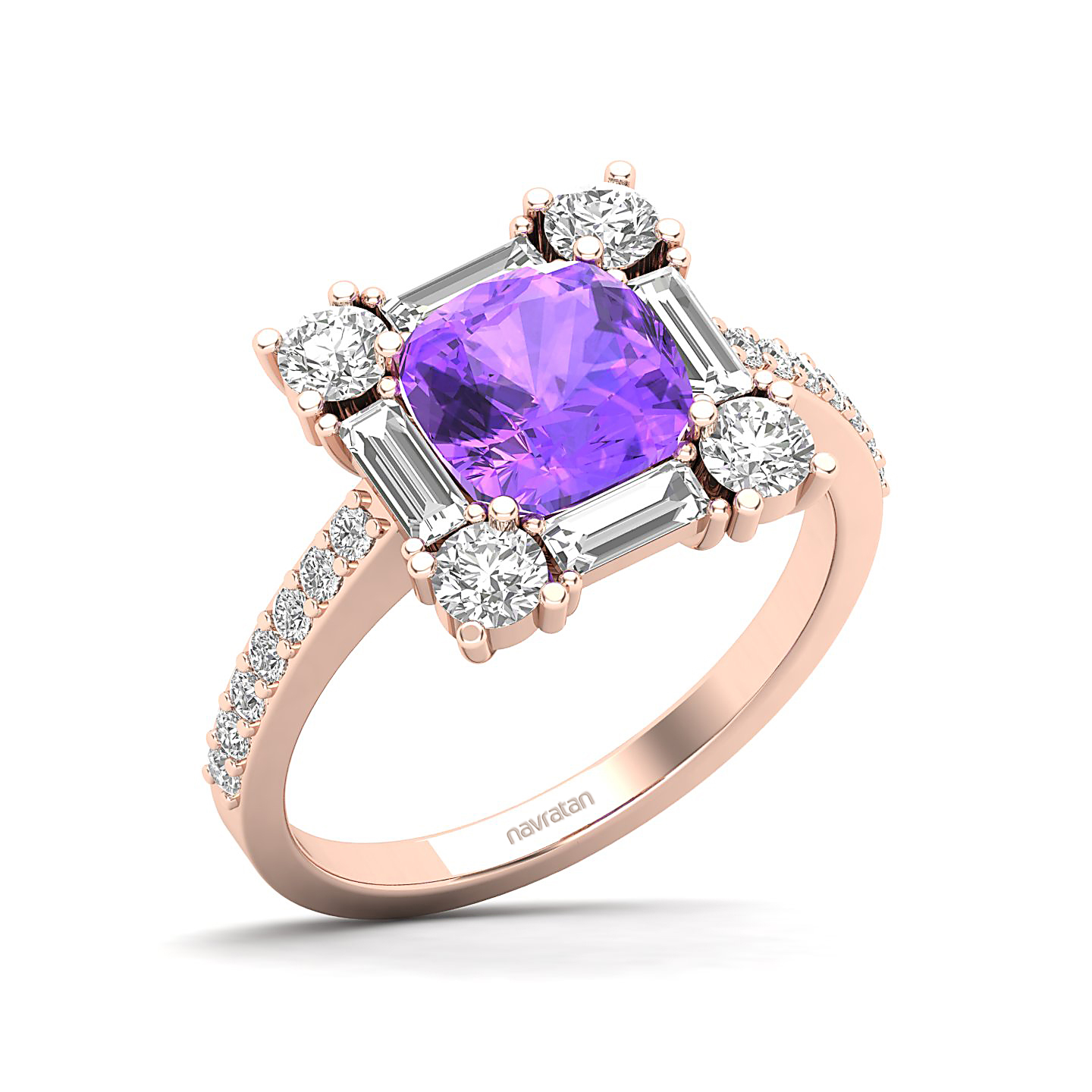 The Sparking Cushion Amethyst Ring