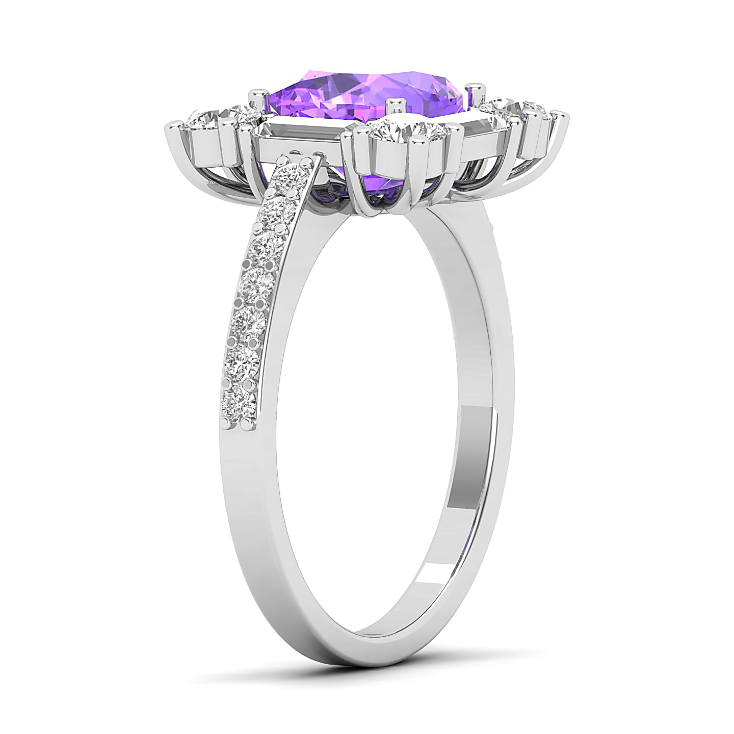 The Sparking Cushion Amethyst Ring