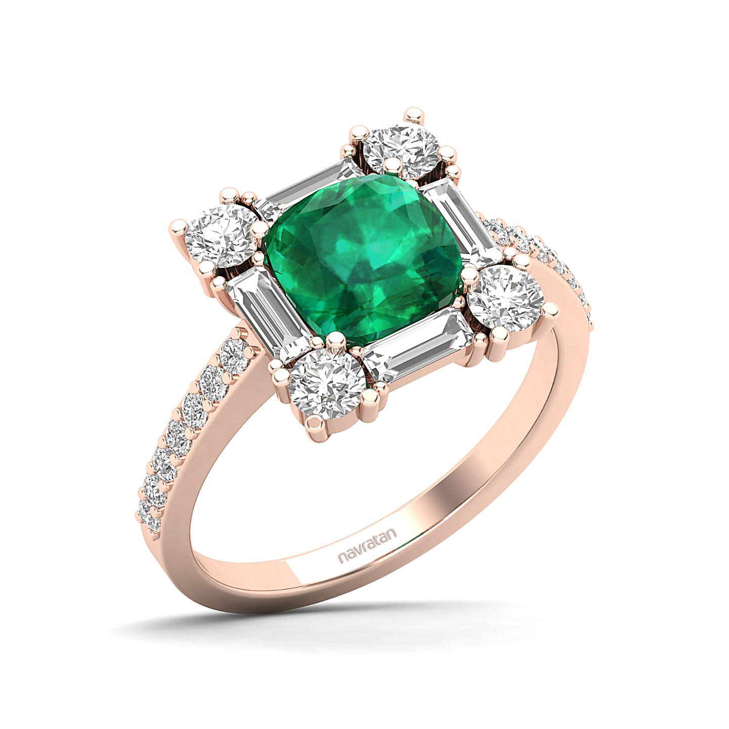 The Sparking Cushion Emerald Ring