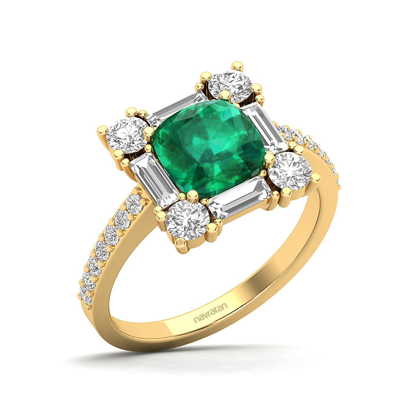 The Sparking Cushion Emerald Ring