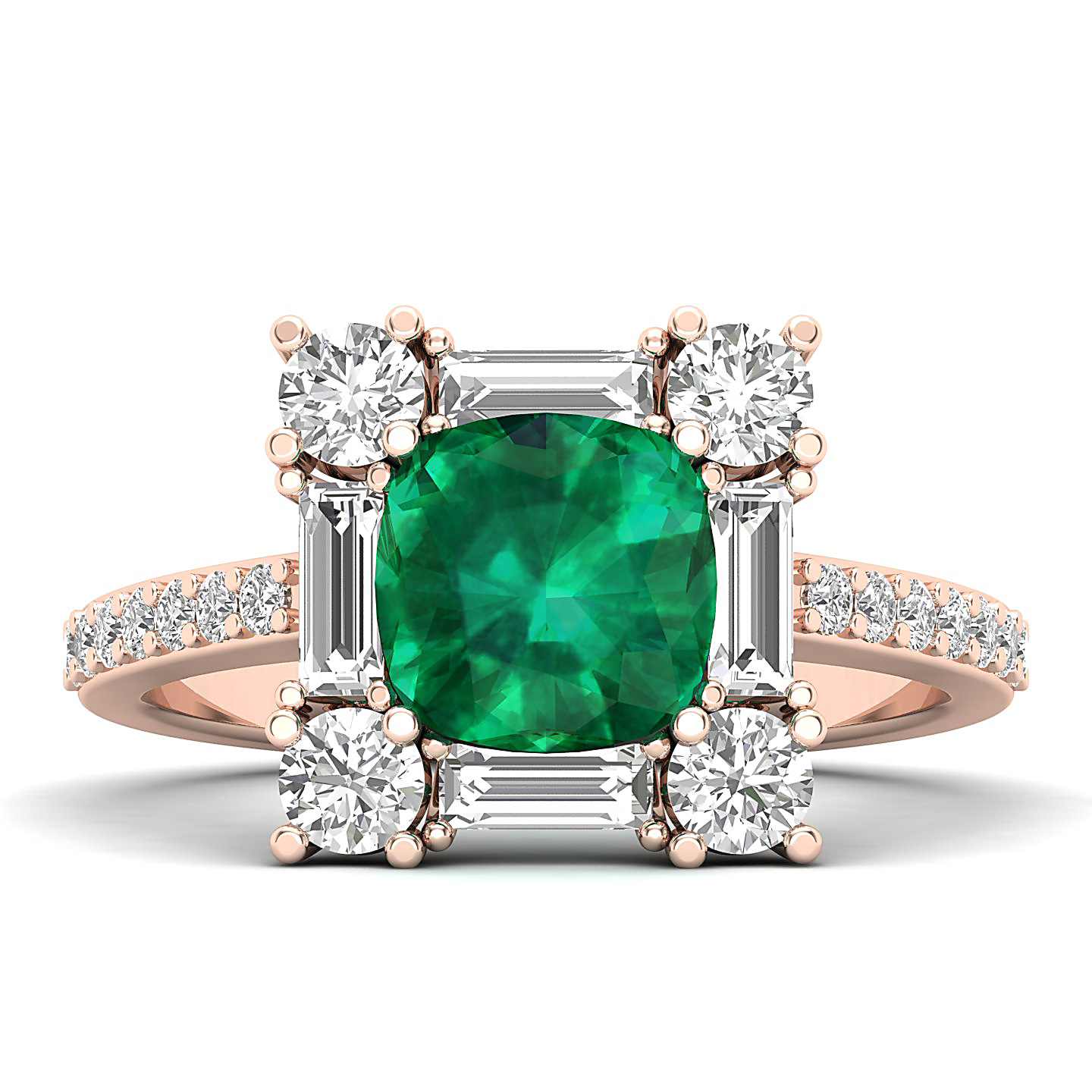 The Sparking Cushion Emerald Ring