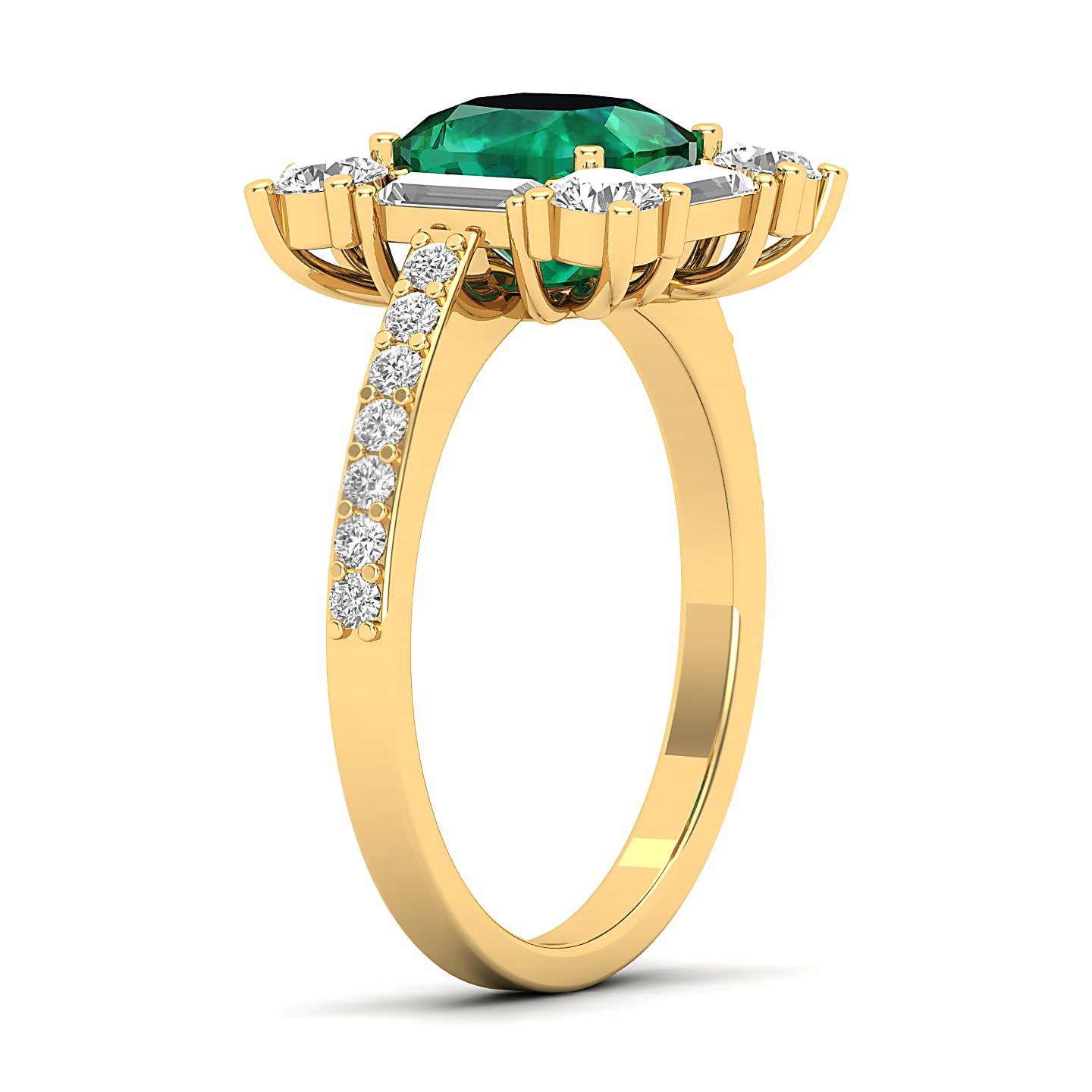 The Sparking Cushion Emerald Ring