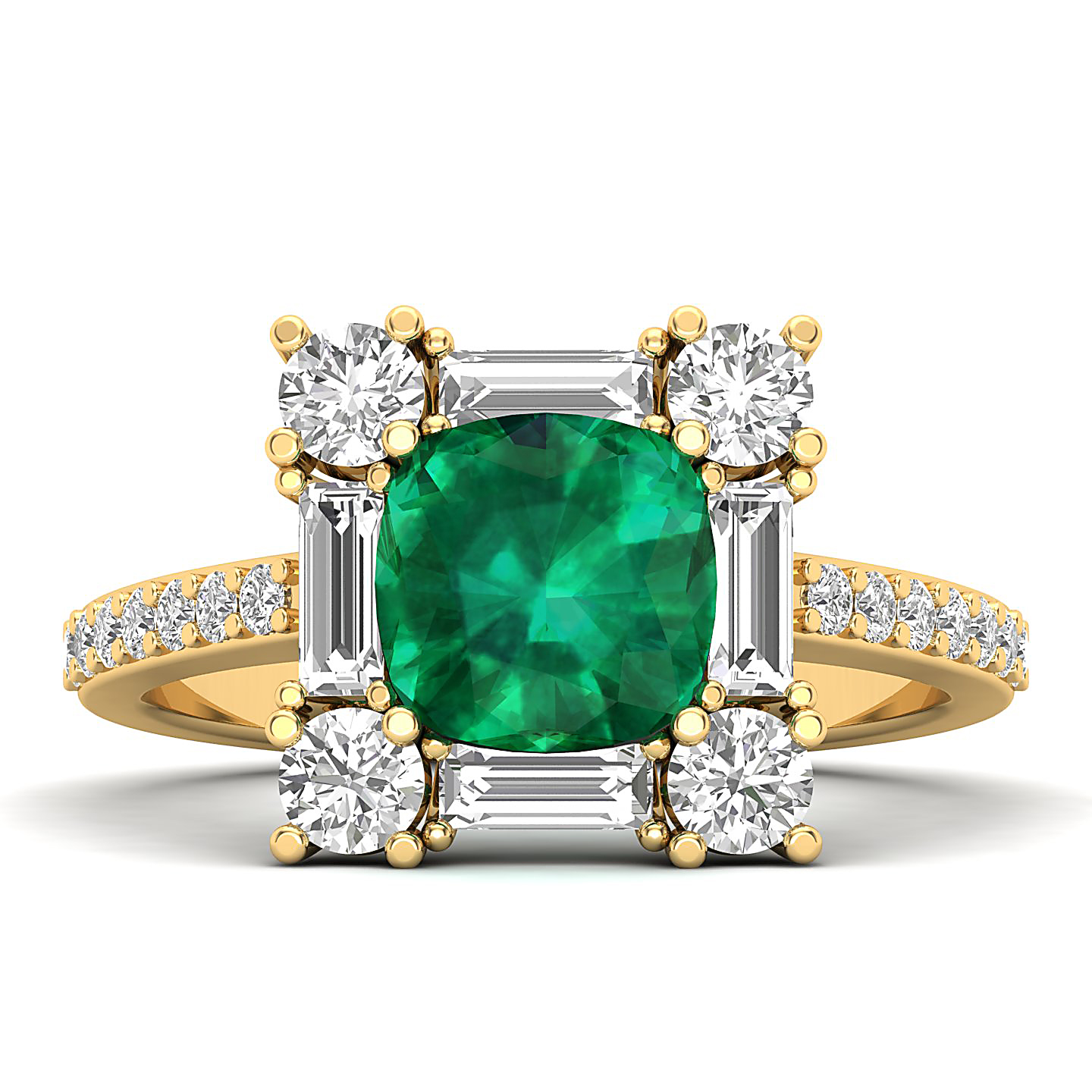 The Sparking Cushion Emerald Ring