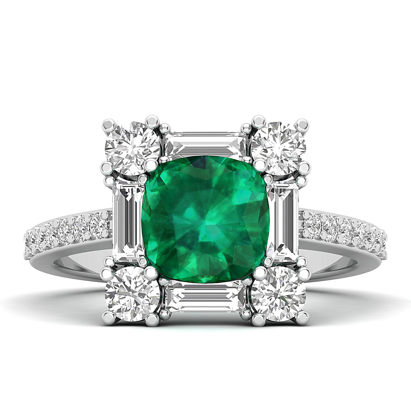 The Sparking Cushion Emerald Ring