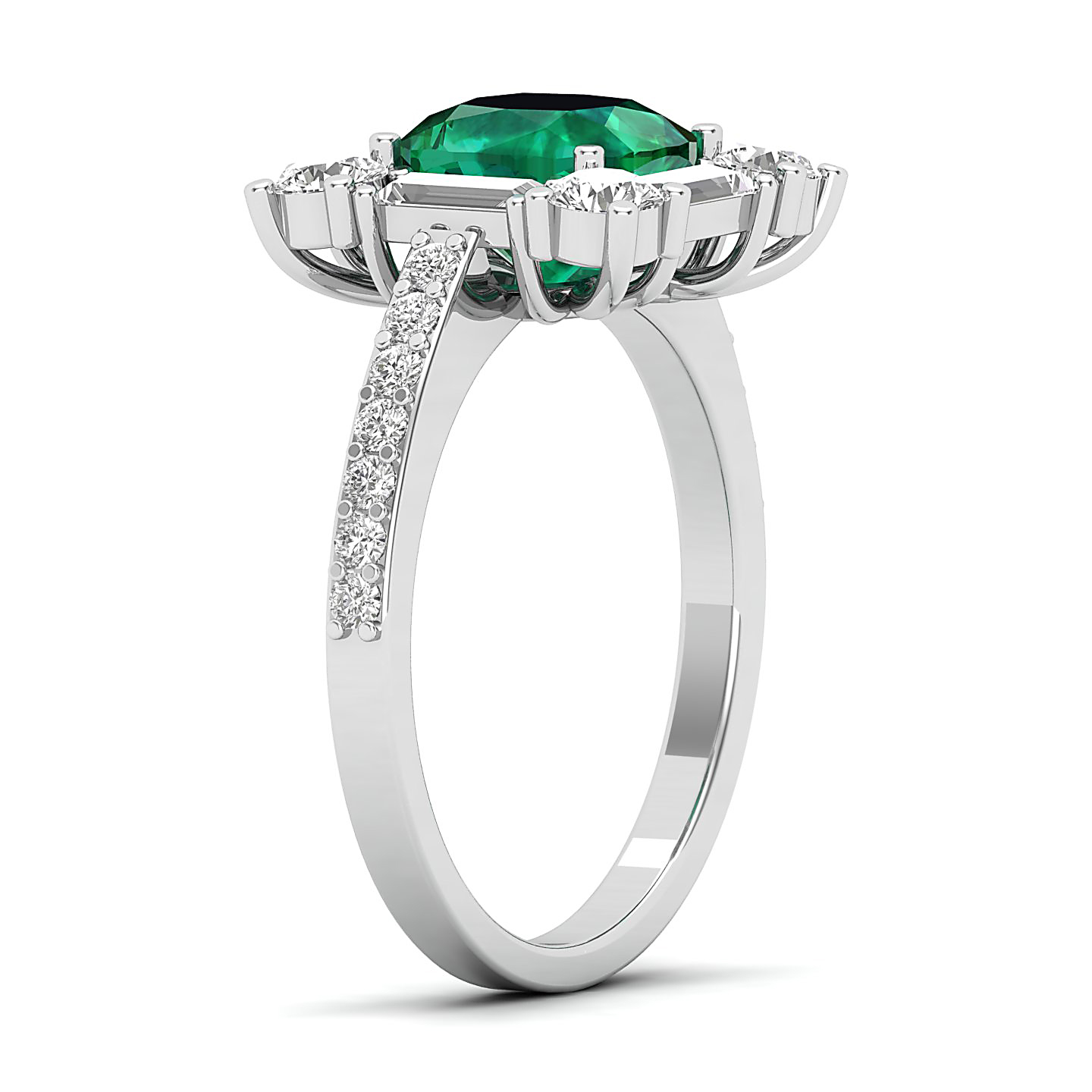 The Sparking Cushion Emerald Ring