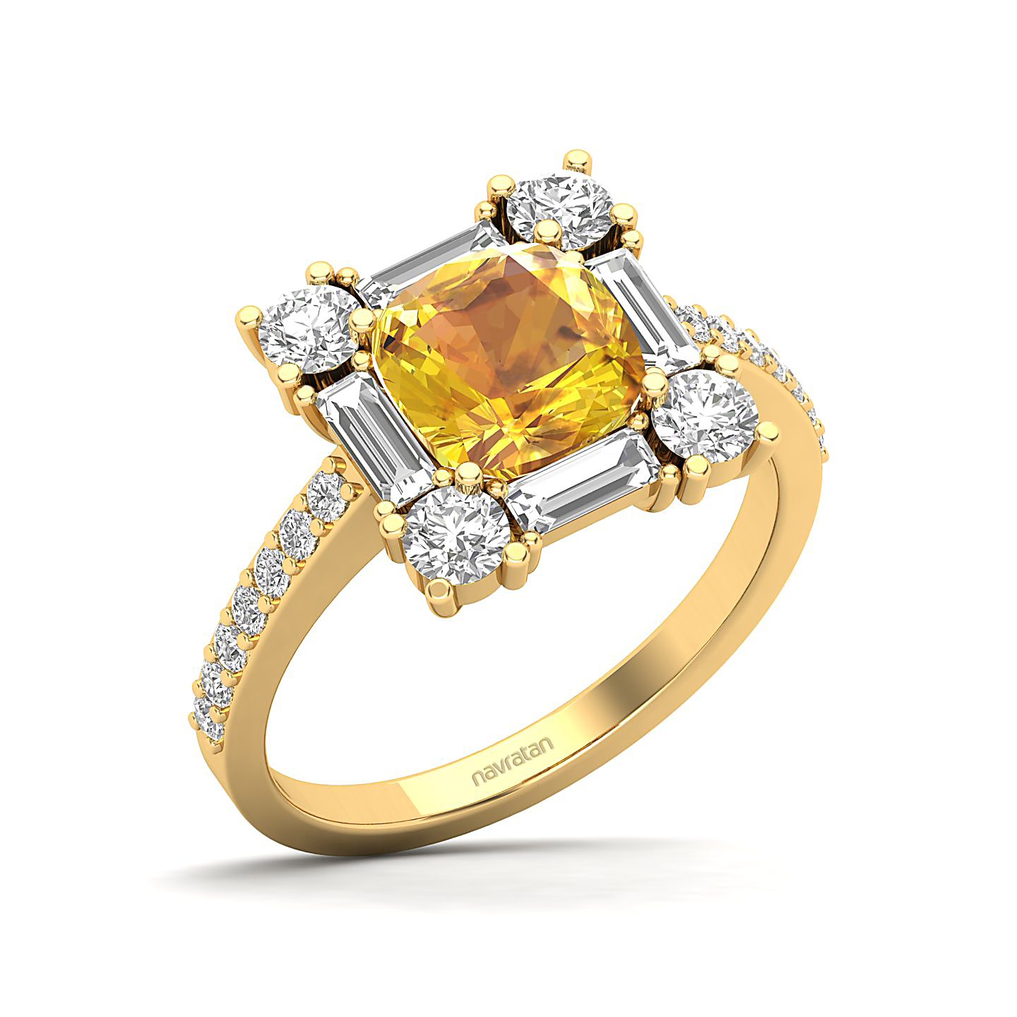 The Sparking Cushion Yellow Ring
