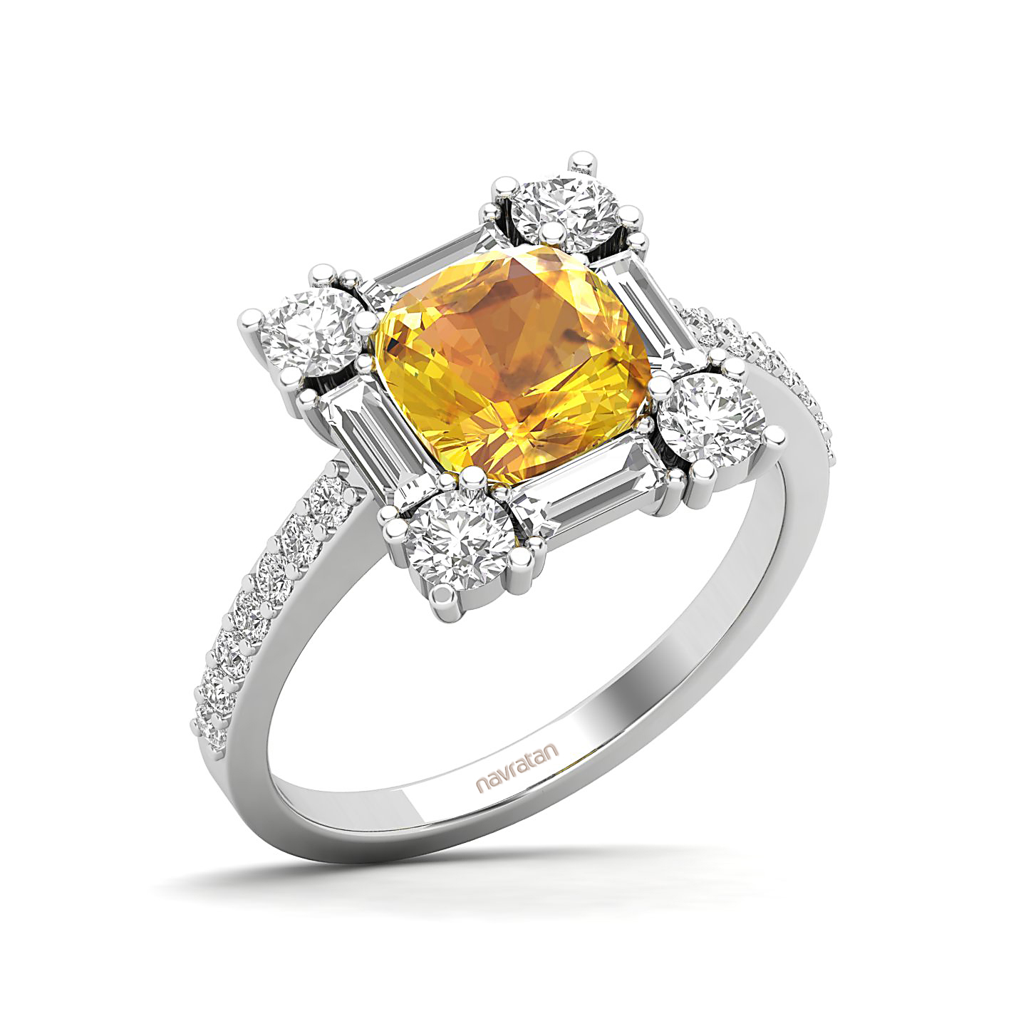 The Sparking Cushion Yellow Ring