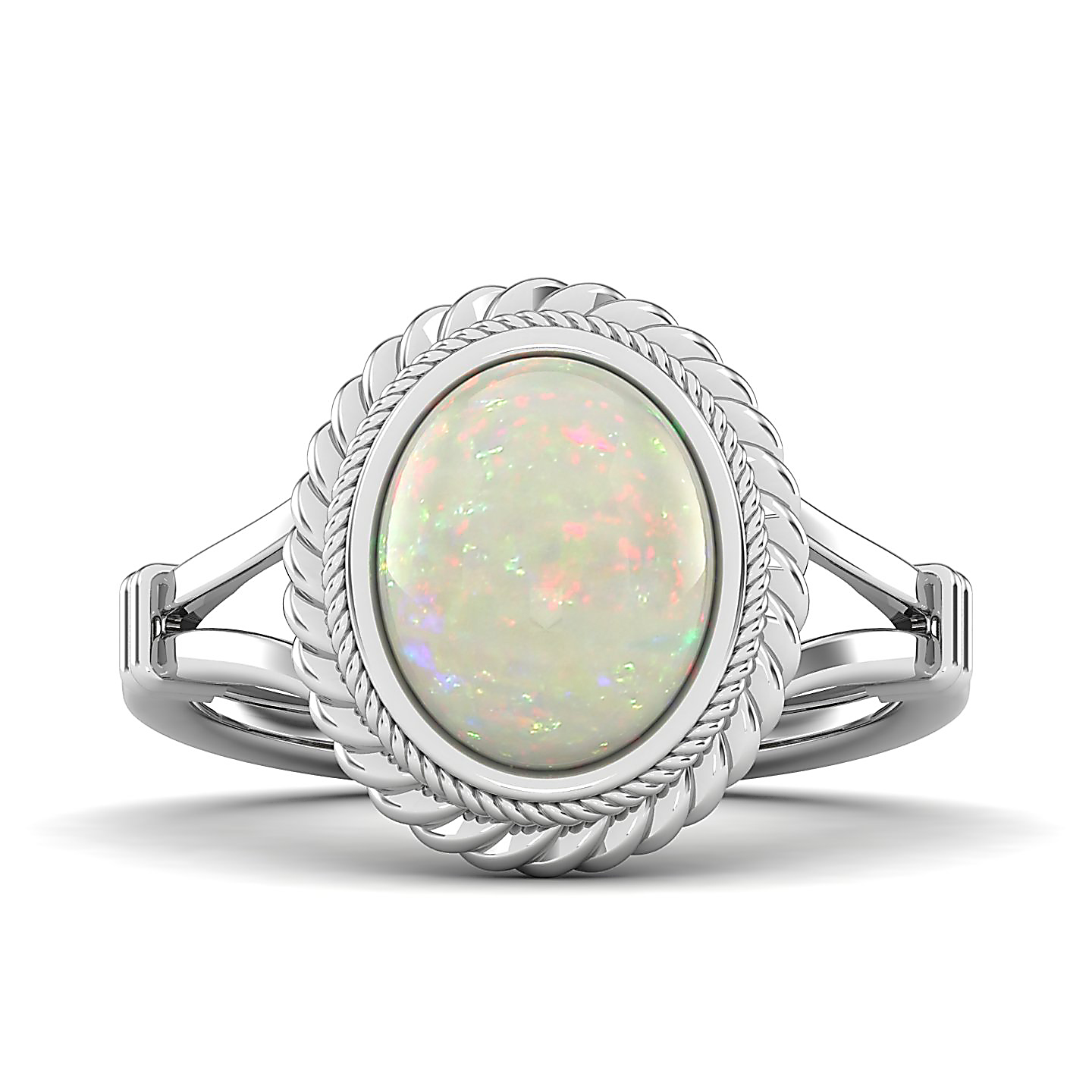 The Triumphant Halo Opal Ring
