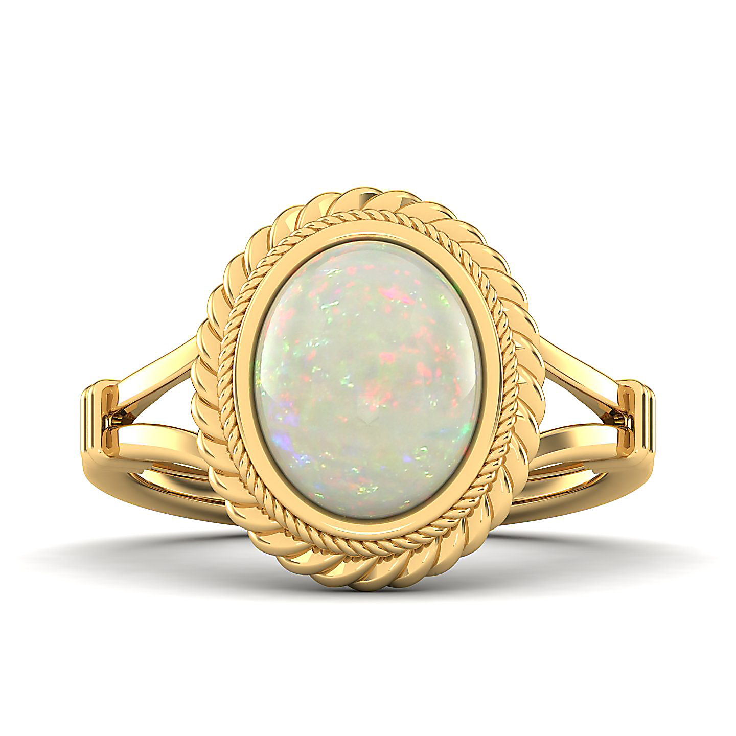 The Triumphant Halo Opal Ring