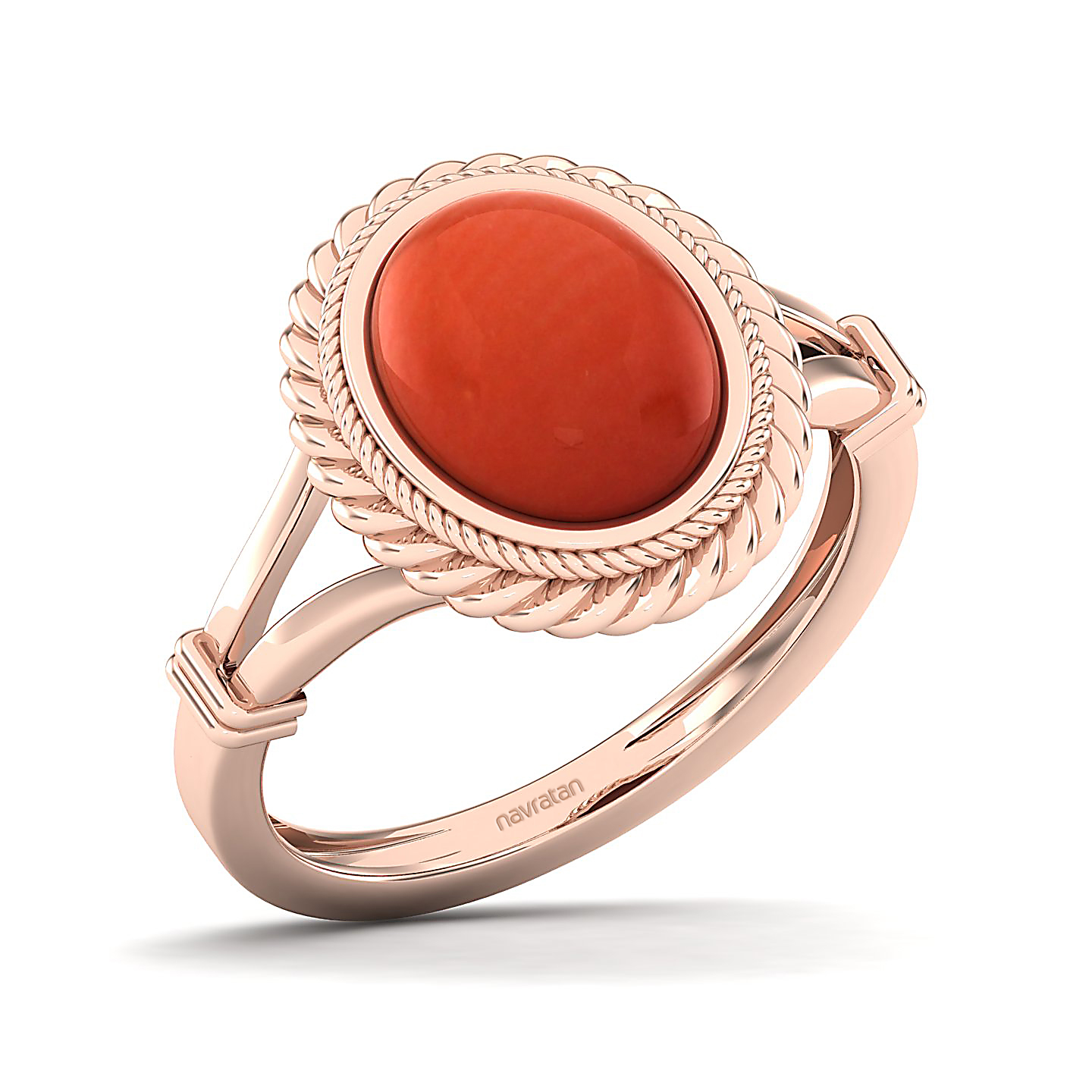 The Triumphant Halo Red Coral Ring