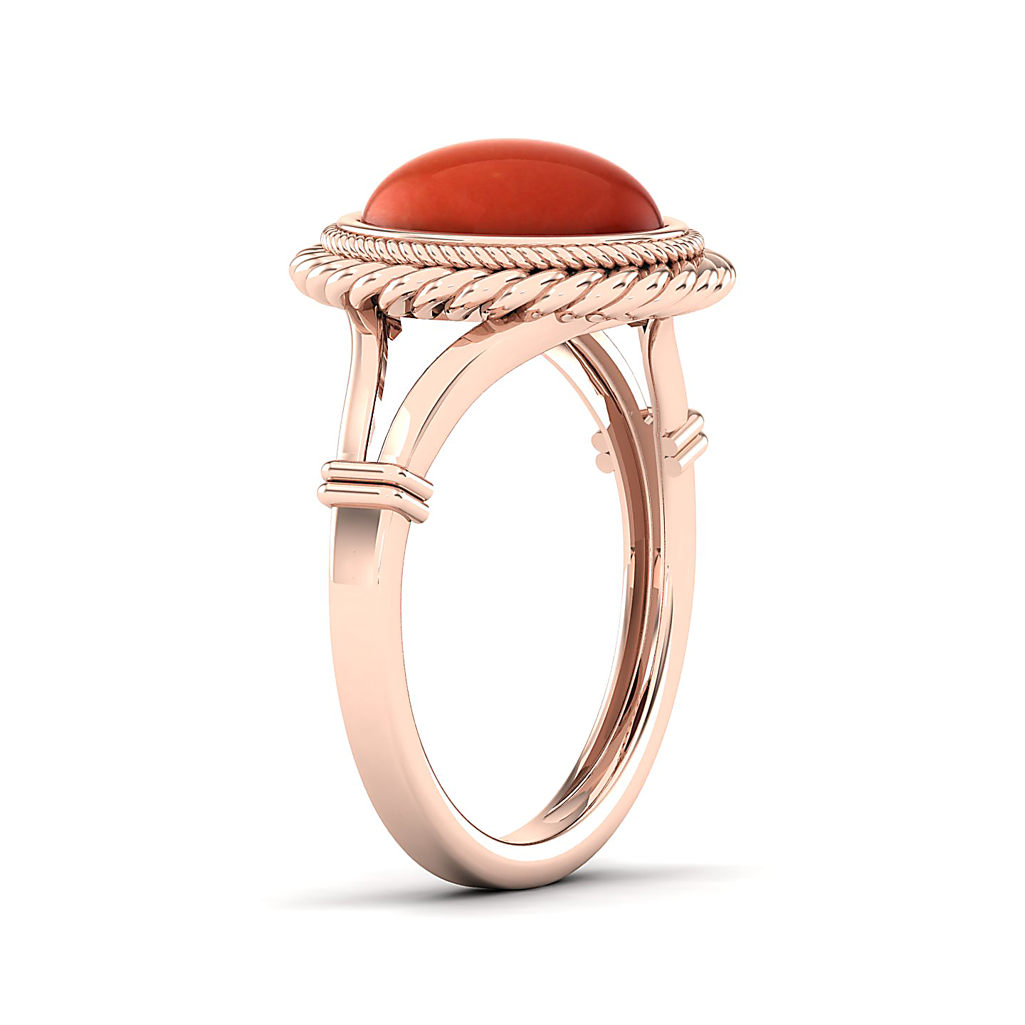 The Triumphant Halo Red Coral Ring