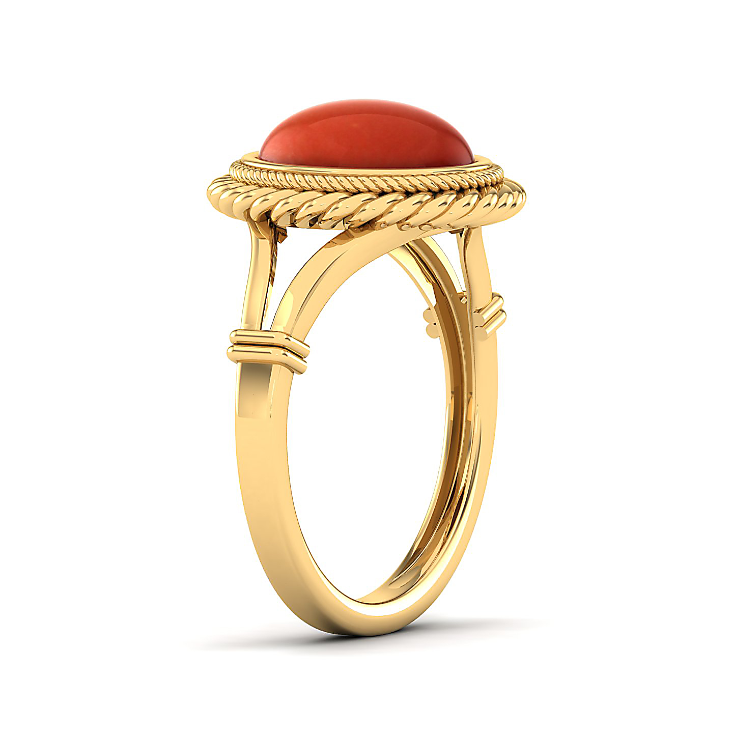 The Triumphant Halo Red Coral Ring