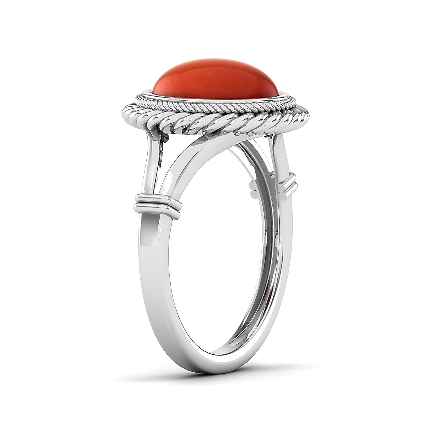The Triumphant Halo Red Coral Ring