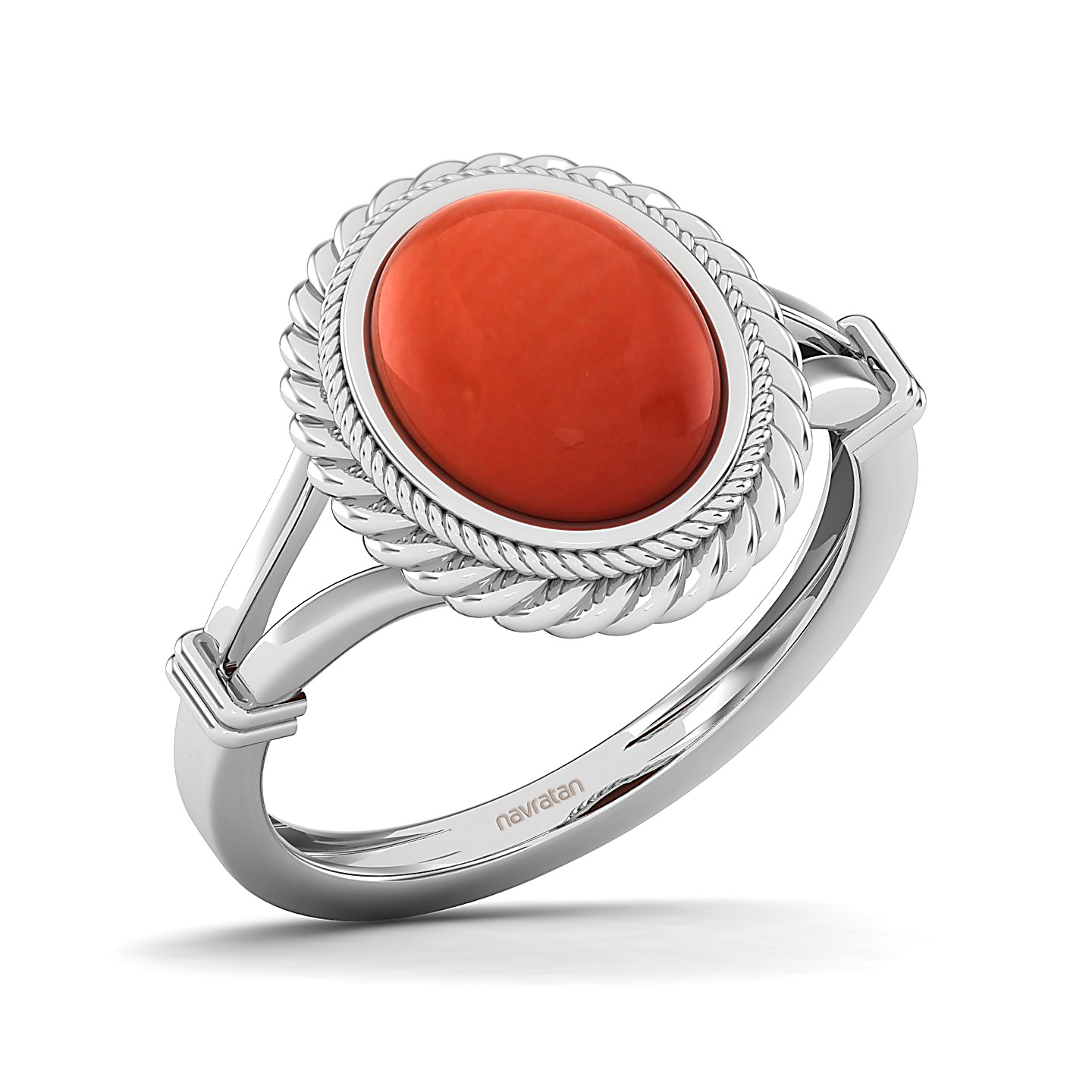 The Triumphant Halo Red Coral Ring