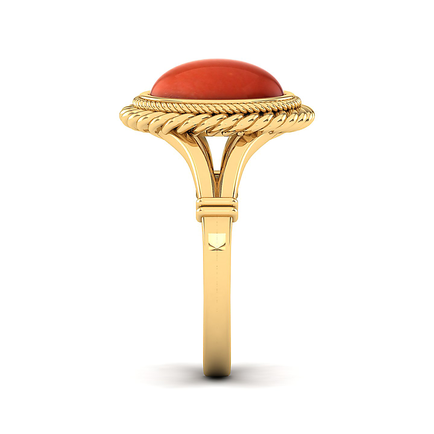 The Triumphant Halo Red Coral Ring