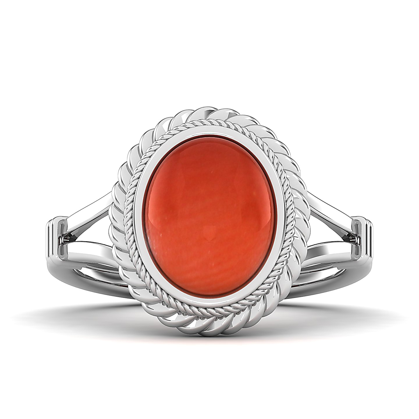 The Triumphant Halo Red Coral Ring