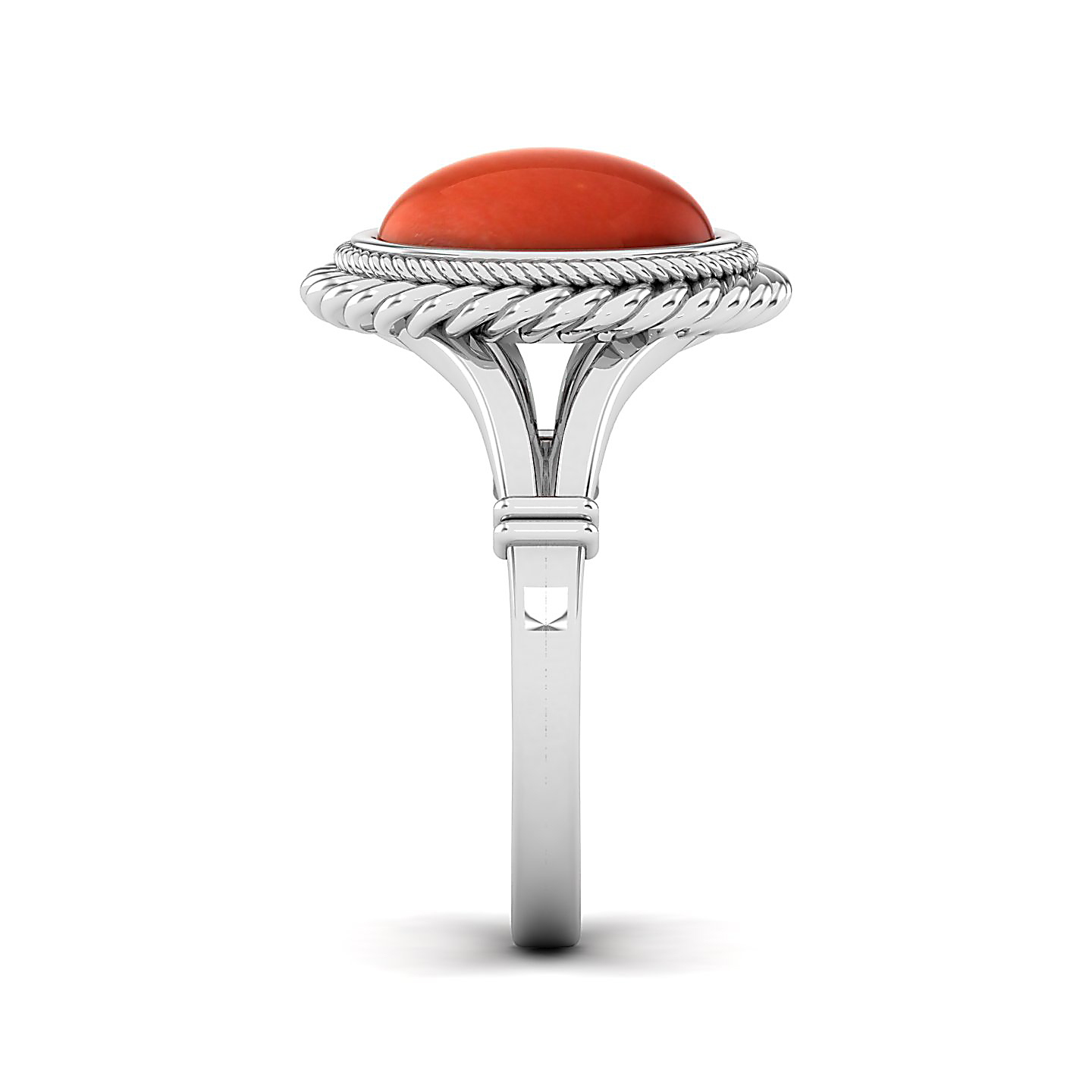 The Triumphant Halo Red Coral Ring