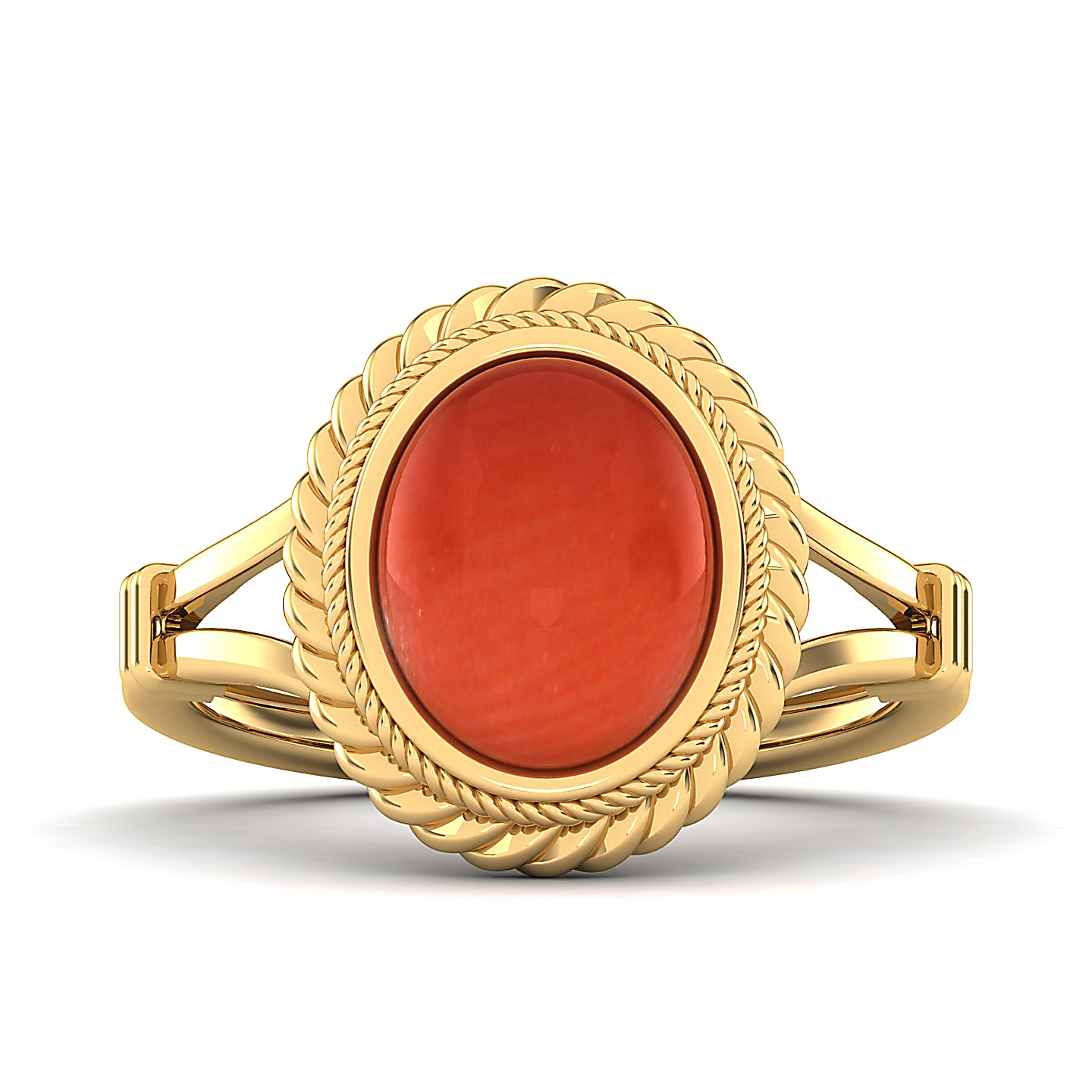 The Triumphant Halo Red Coral Ring