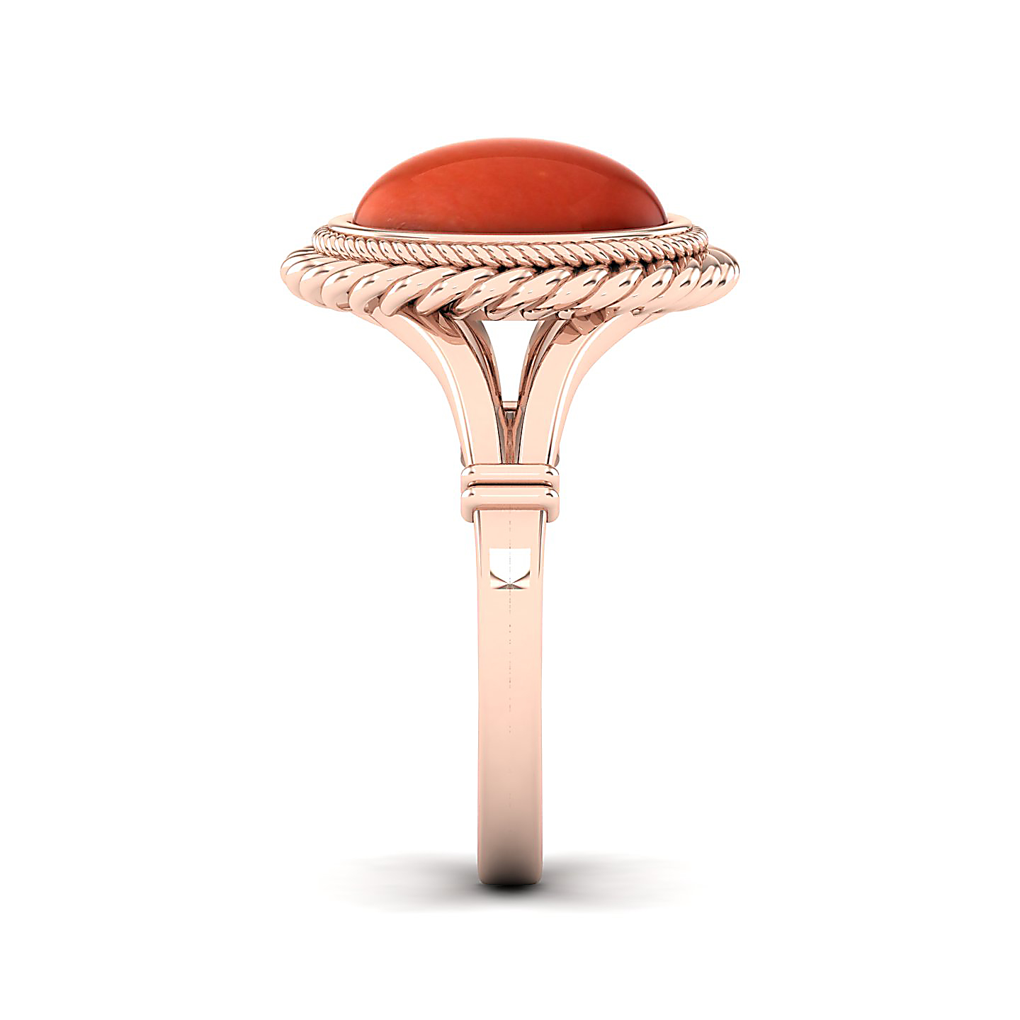 The Triumphant Halo Red Coral Ring