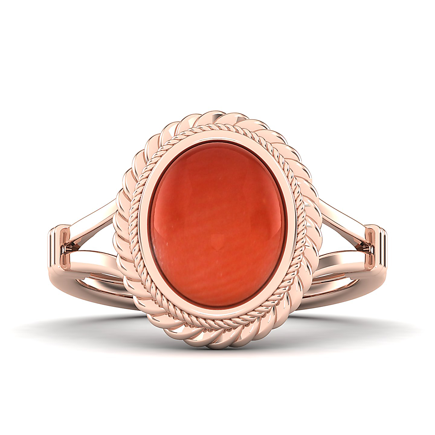 The Triumphant Halo Red Coral Ring