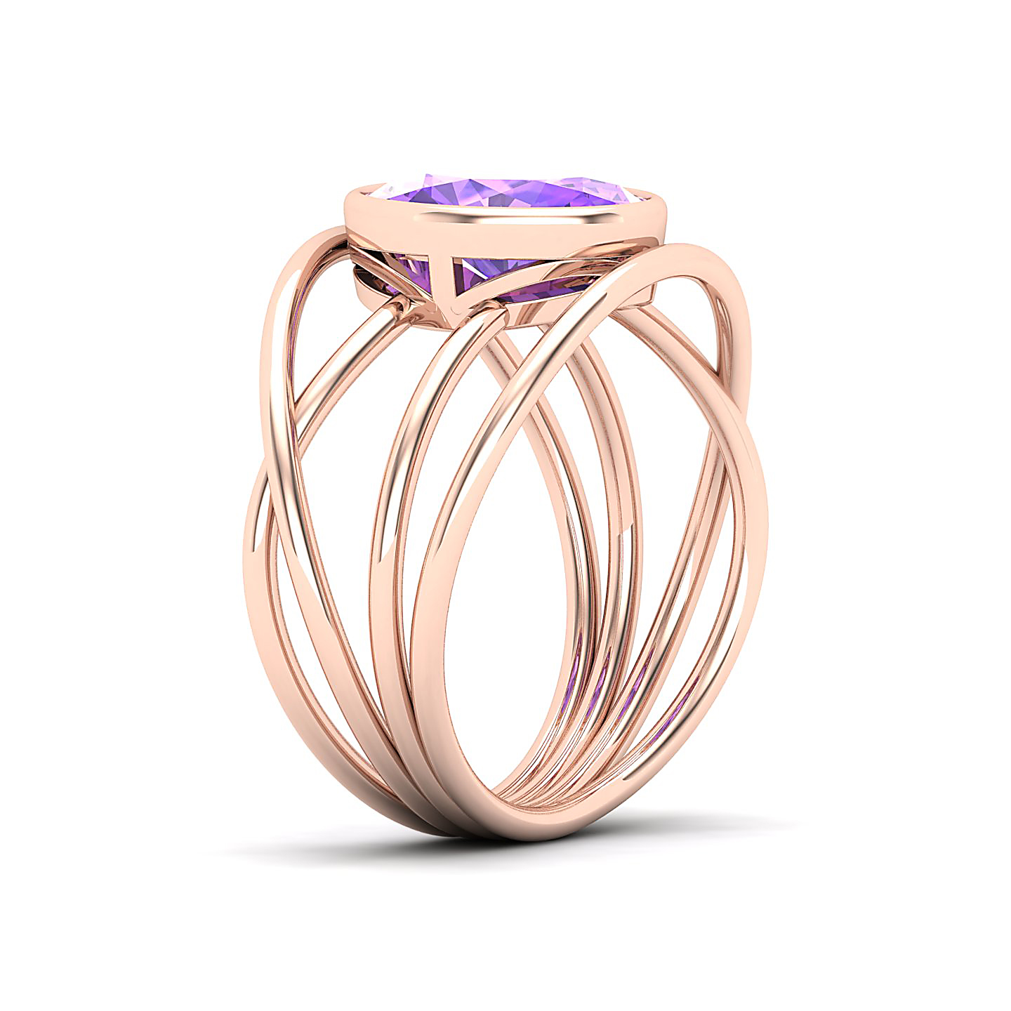 Twirling Amethyst Gold Ring