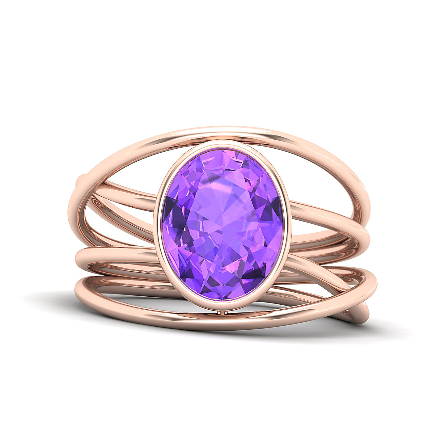 Twirling Amethyst Gold Ring